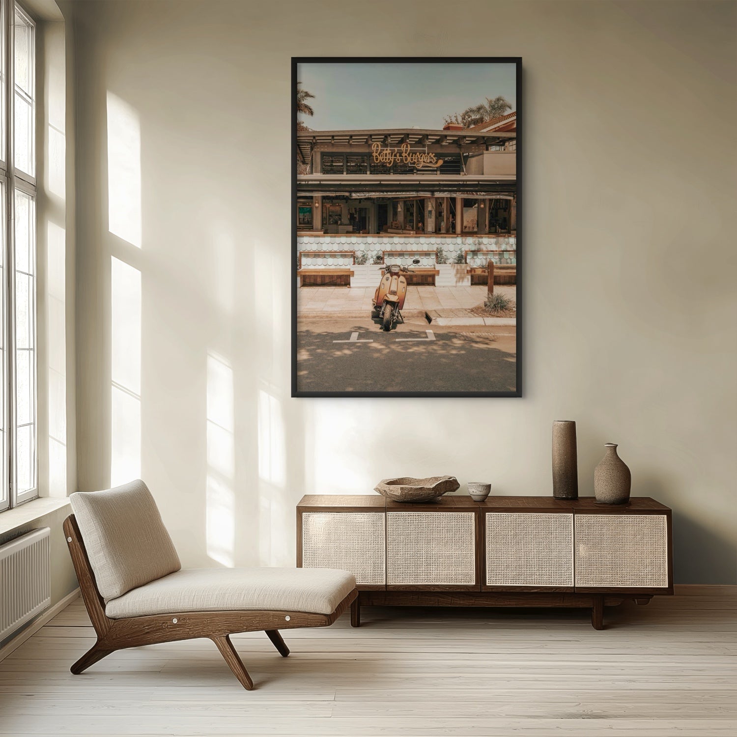 Lifestyle image of Noosa Nostalgia fine art print, Noosa, Australia, coastal scenes artwork, 01 noosa nostalgia a black full bleed