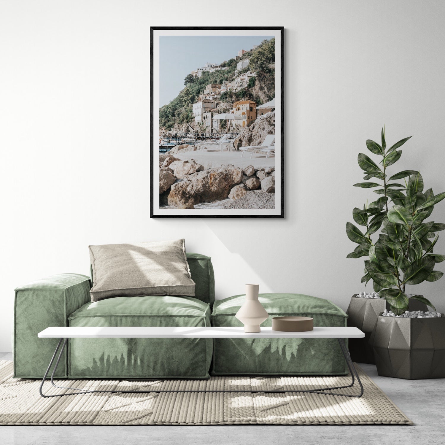 Dolce Coast Amalfi travel photography wall art framed print styled in a room view 2