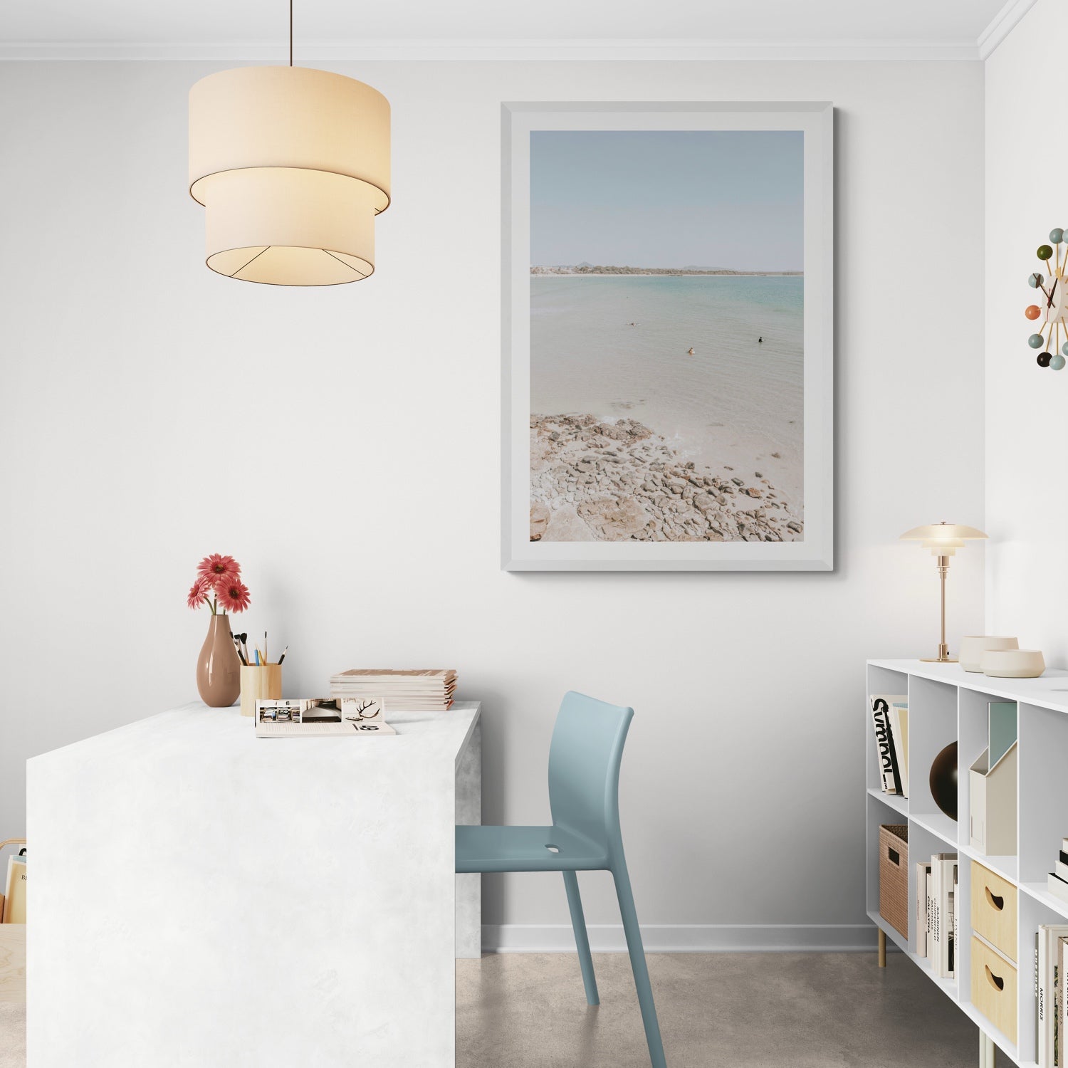 Lifestyle image of Sweet Serotonin fine art print, Noosa, Australia, coastal scenes artwork, 03 sweet serotonin c white frame