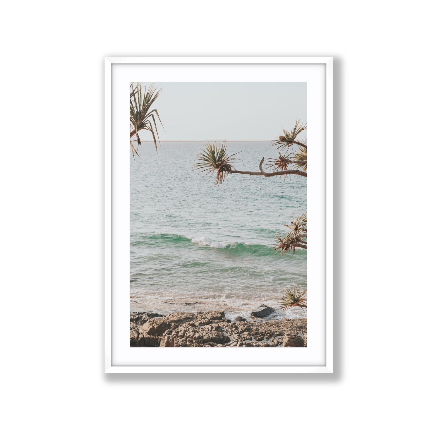 Good Vibrations fine art print, Noosa, Australia, coastal scenes artwork, Extra Large, White Frame · Matboard, Fine Art Print