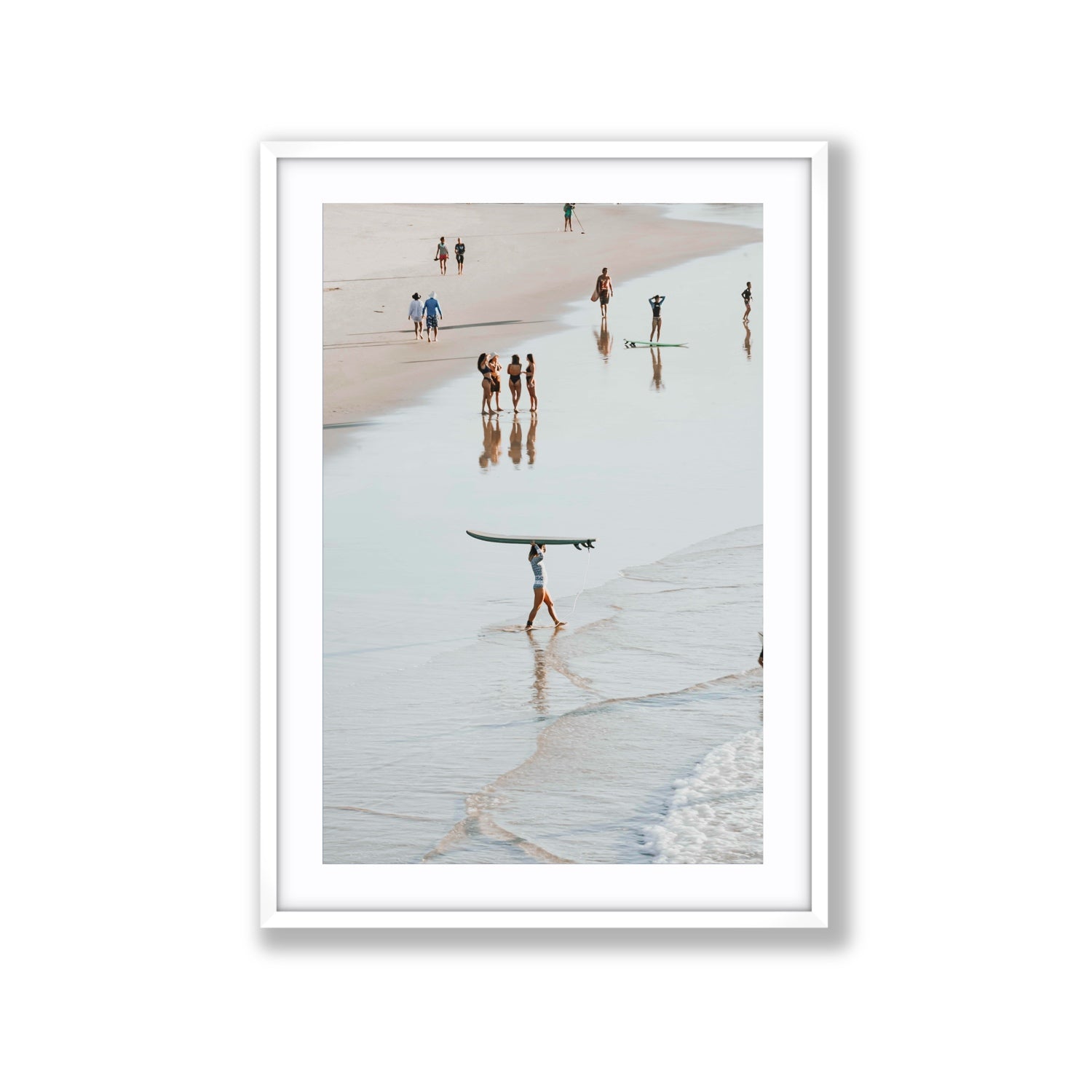 Bailey Byron Bay beach coastal decor wall art Extra Large fine art print in white frame with matboard