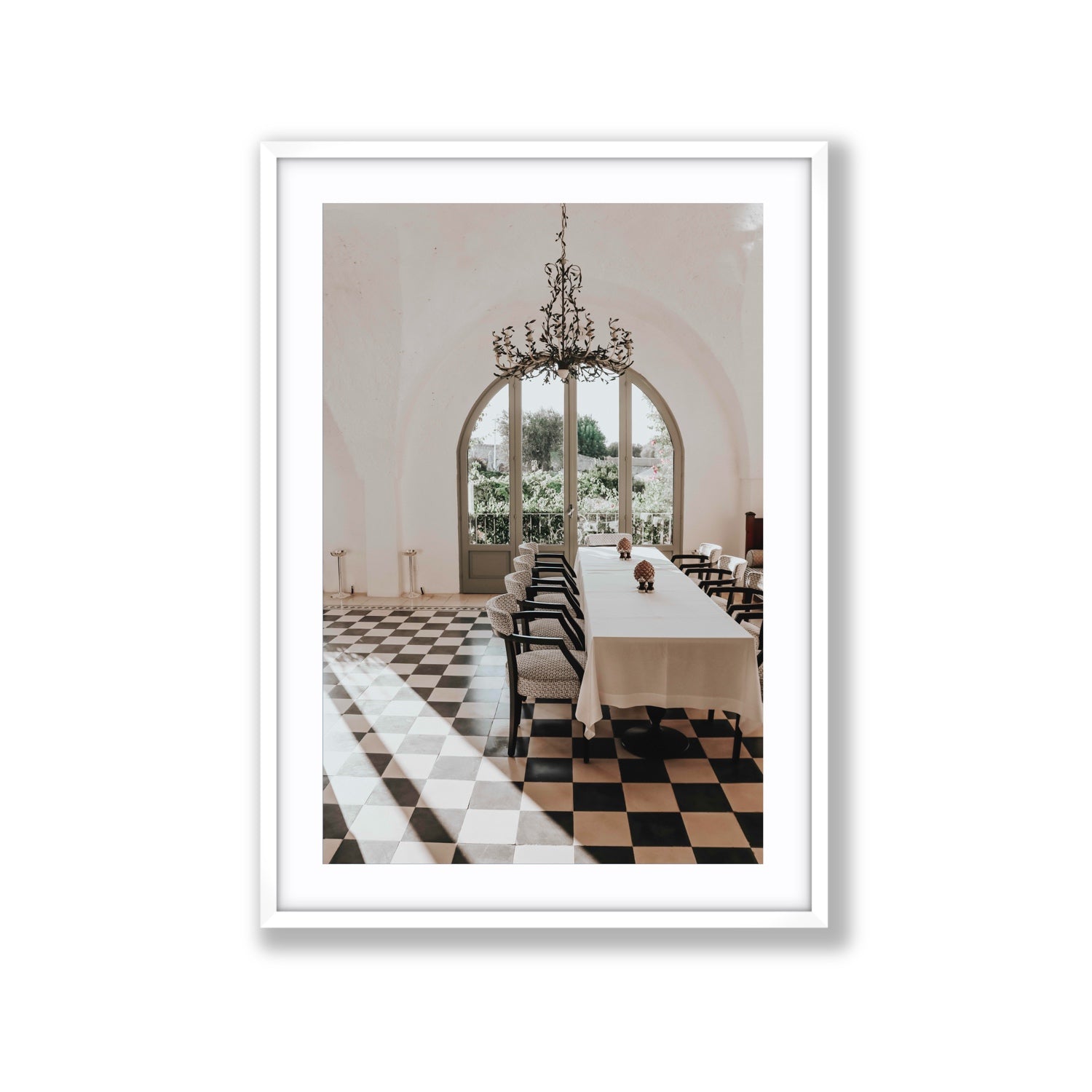 Sunbeam Feast Puglia Wall Italian fine art print Extra Large fine art print in white frame with matboard