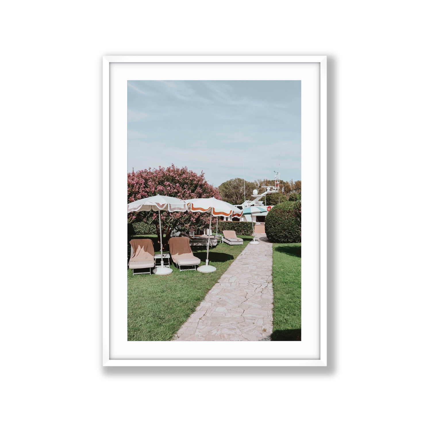 A Bellini Awaits Venice Italian wall art Extra Large fine art print in white frame with matboard