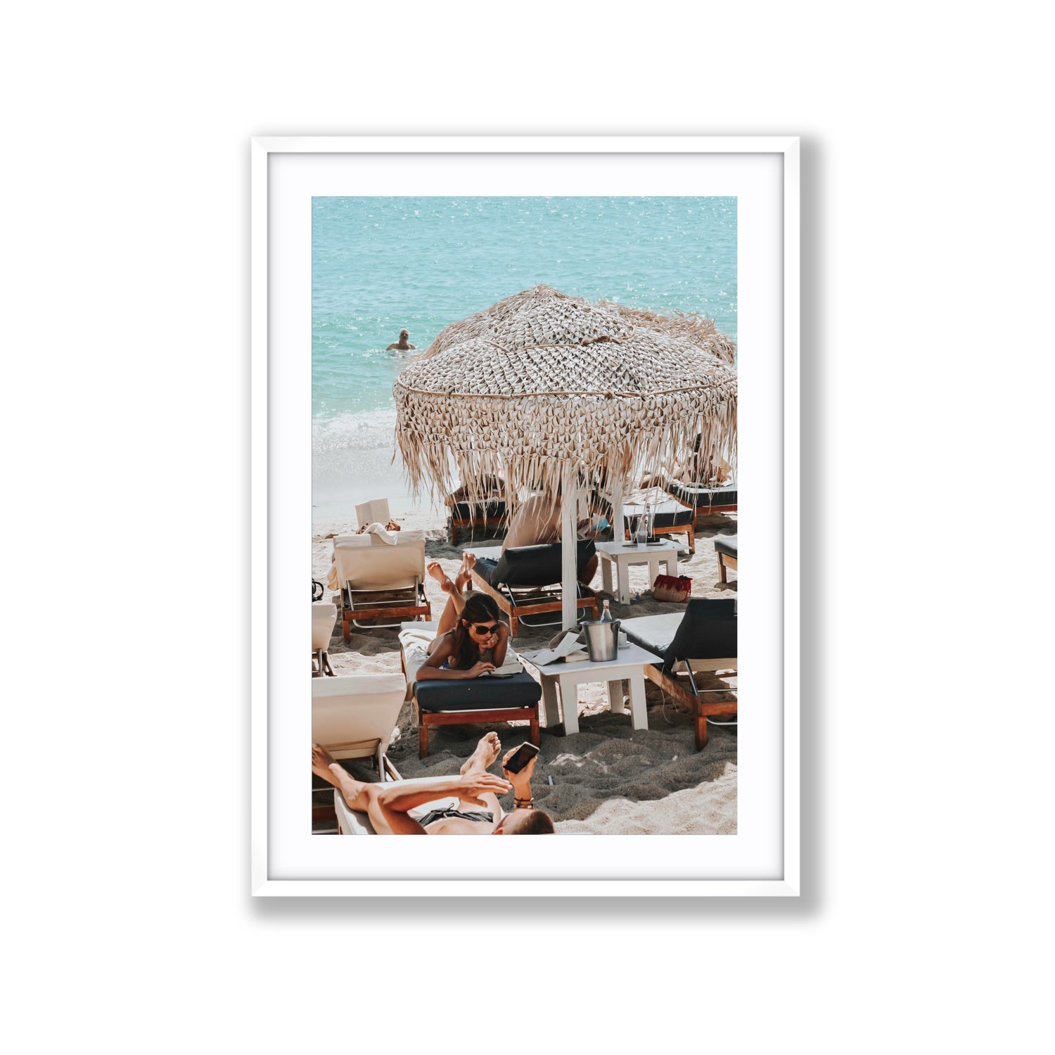 In The Zone Mykonos Greek island wall art Extra Large fine art print in white frame with matboard