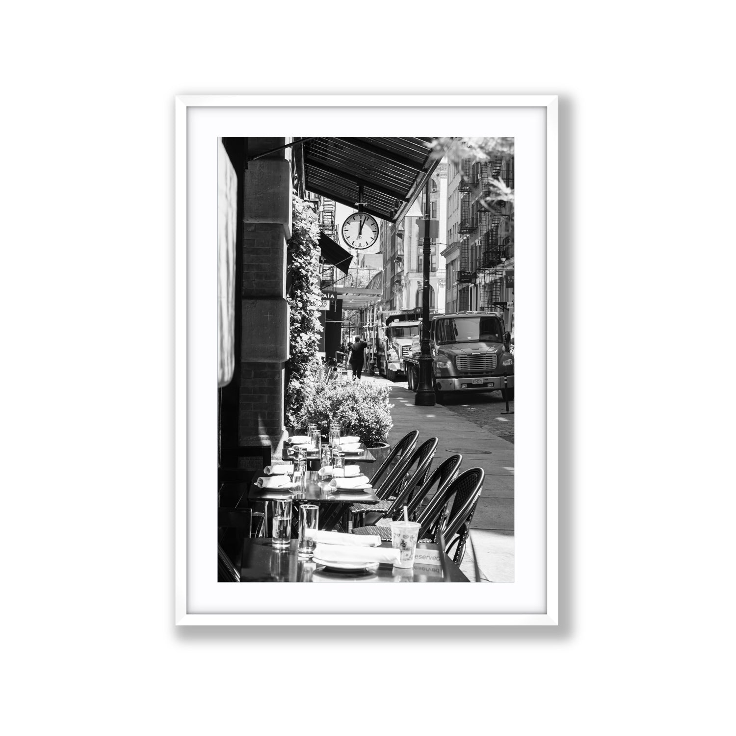 Mercer Street New York NYC Black & White wall art Extra Large fine art print in white frame with matboard