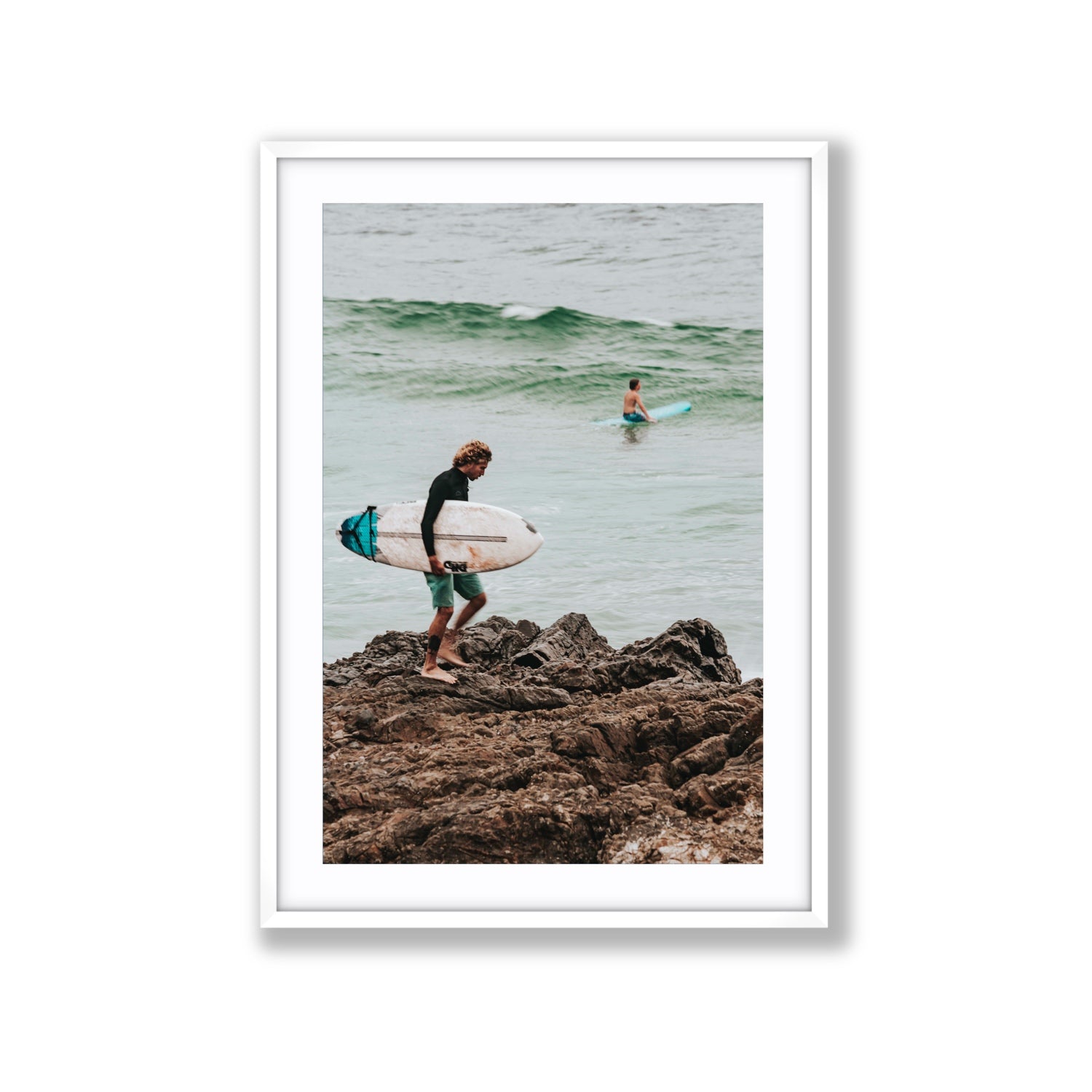 Not All Who Wander Are Lost Byron Bay Surf wall art Extra Large fine art print in white frame with matboard