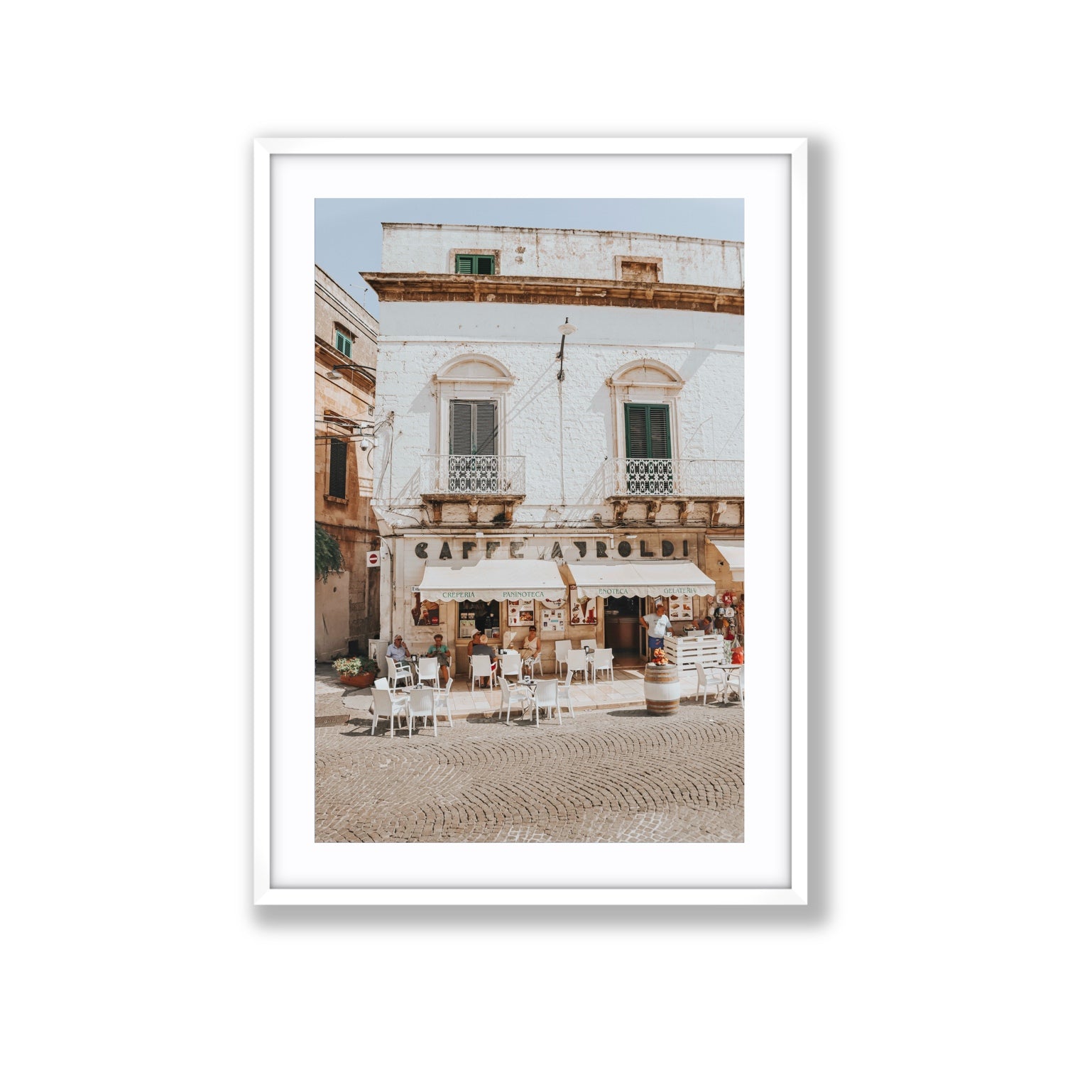 L'Ora di Pranzo Puglia L’Ora di Pranzo Italian art print Extra Large fine art print in white frame with matboard