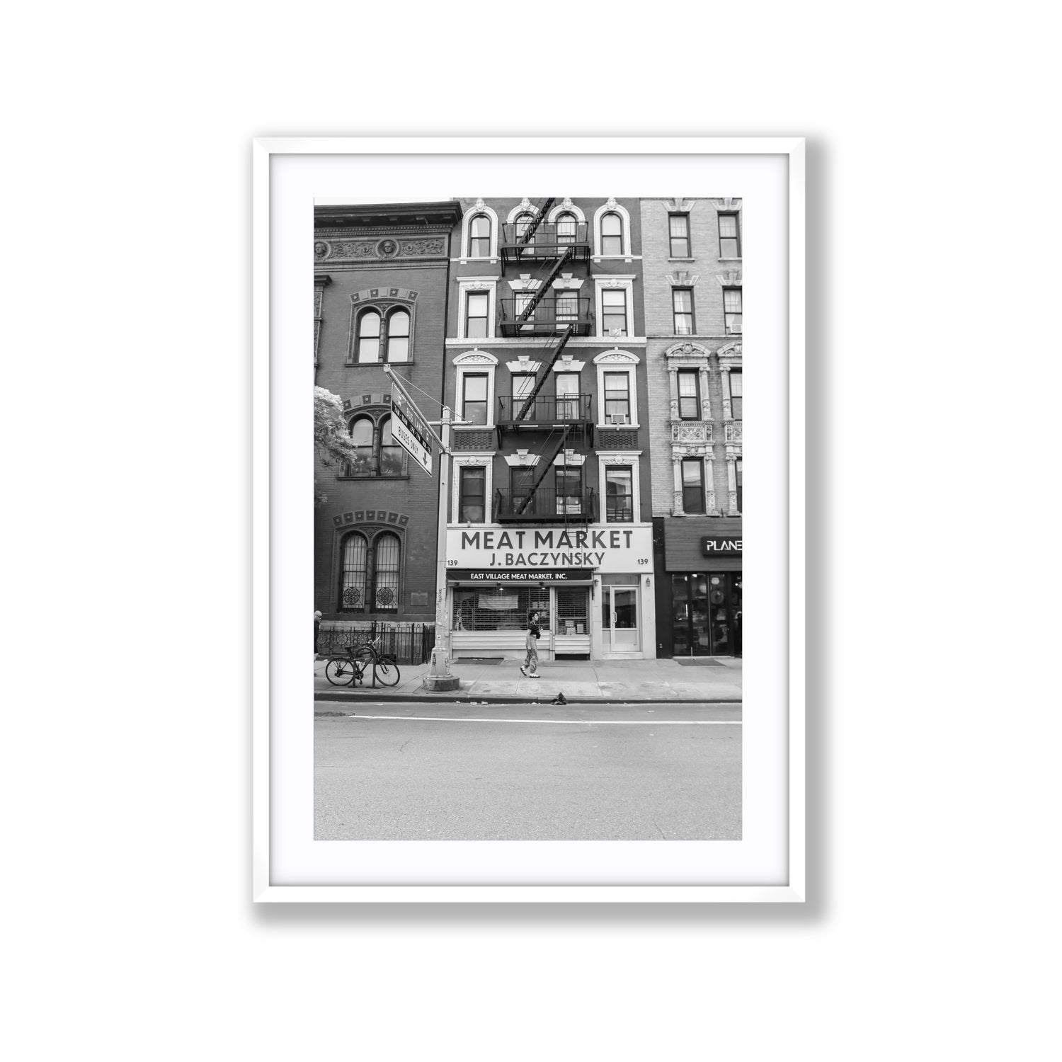 Vertical Village New York NYC Black & White wall art Extra Large fine art print in white frame with matboard