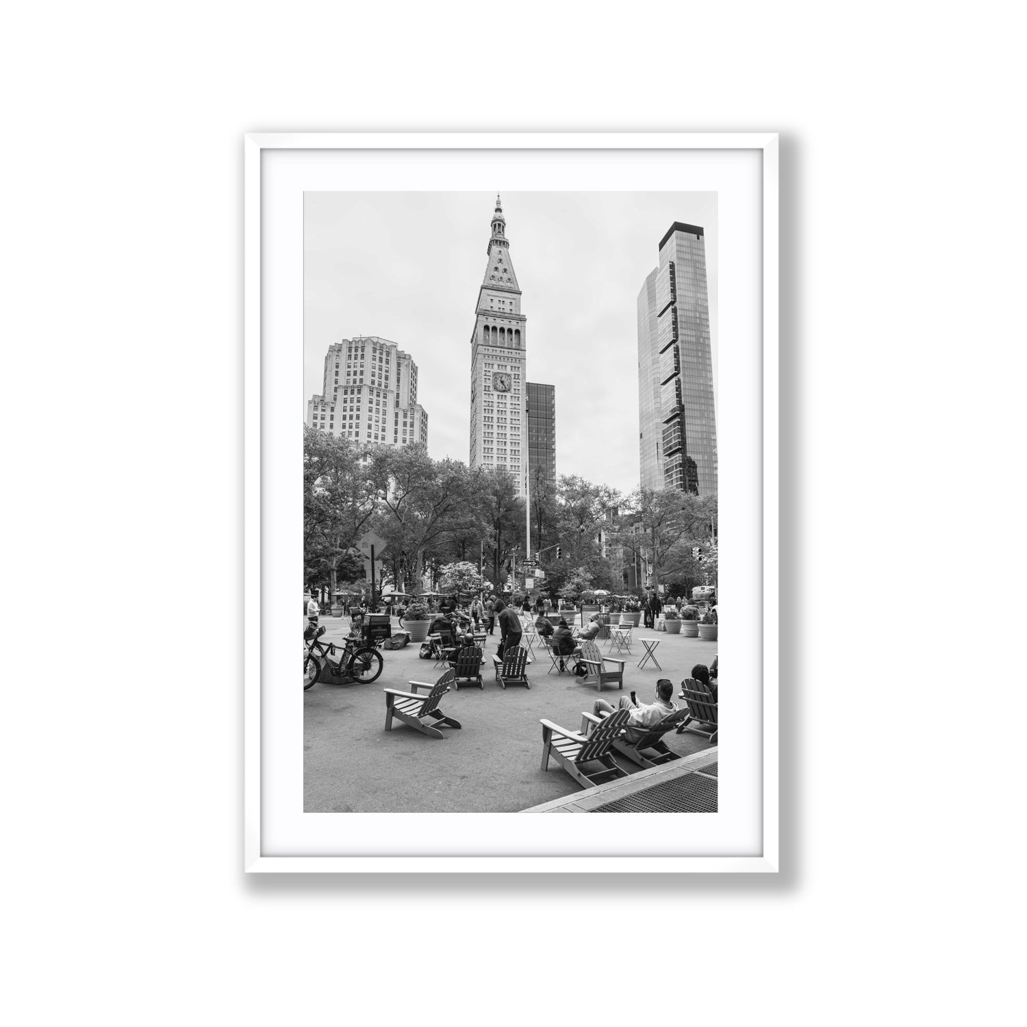 Timeless New York New York NYC Black & White wall art Extra Large fine art print in white frame with matboard