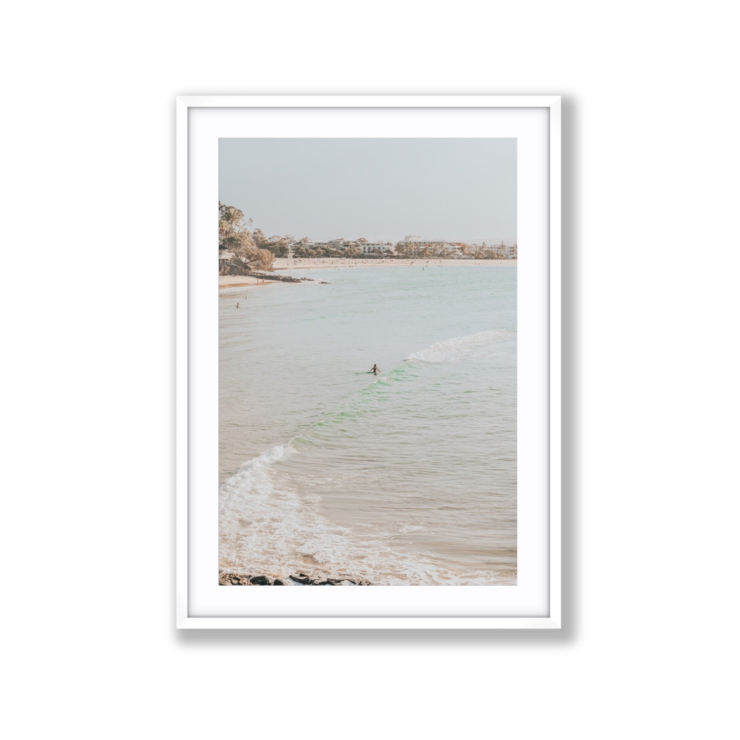 Salt Reverie fine art print, Noosa, Australia, coastal scenes artwork, Extra Large, White Frame · Matboard, Fine Art Print