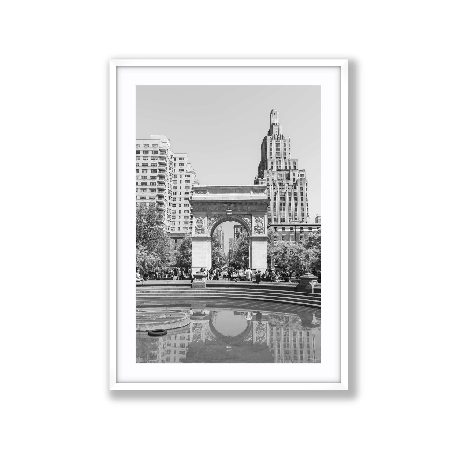 Washington Skyline New York NYC Black & White wall art Extra Large fine art print in white frame with matboard
