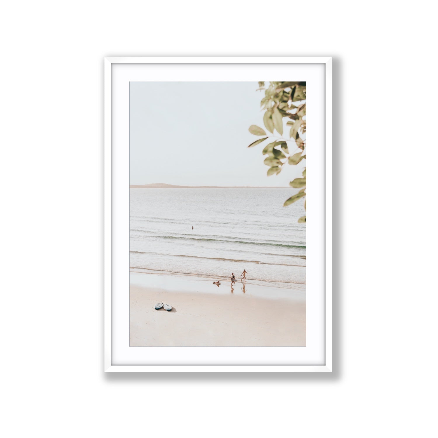Walking On Sunshine fine art print, Noosa, Australia, coastal scenes artwork, Extra Large, White Frame · Matboard, Fine Art Print
