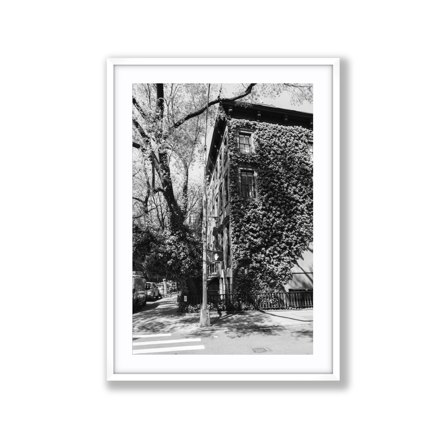 Vertical Garden New York NYC Black & White wall art Extra Large fine art print in white frame with matboard