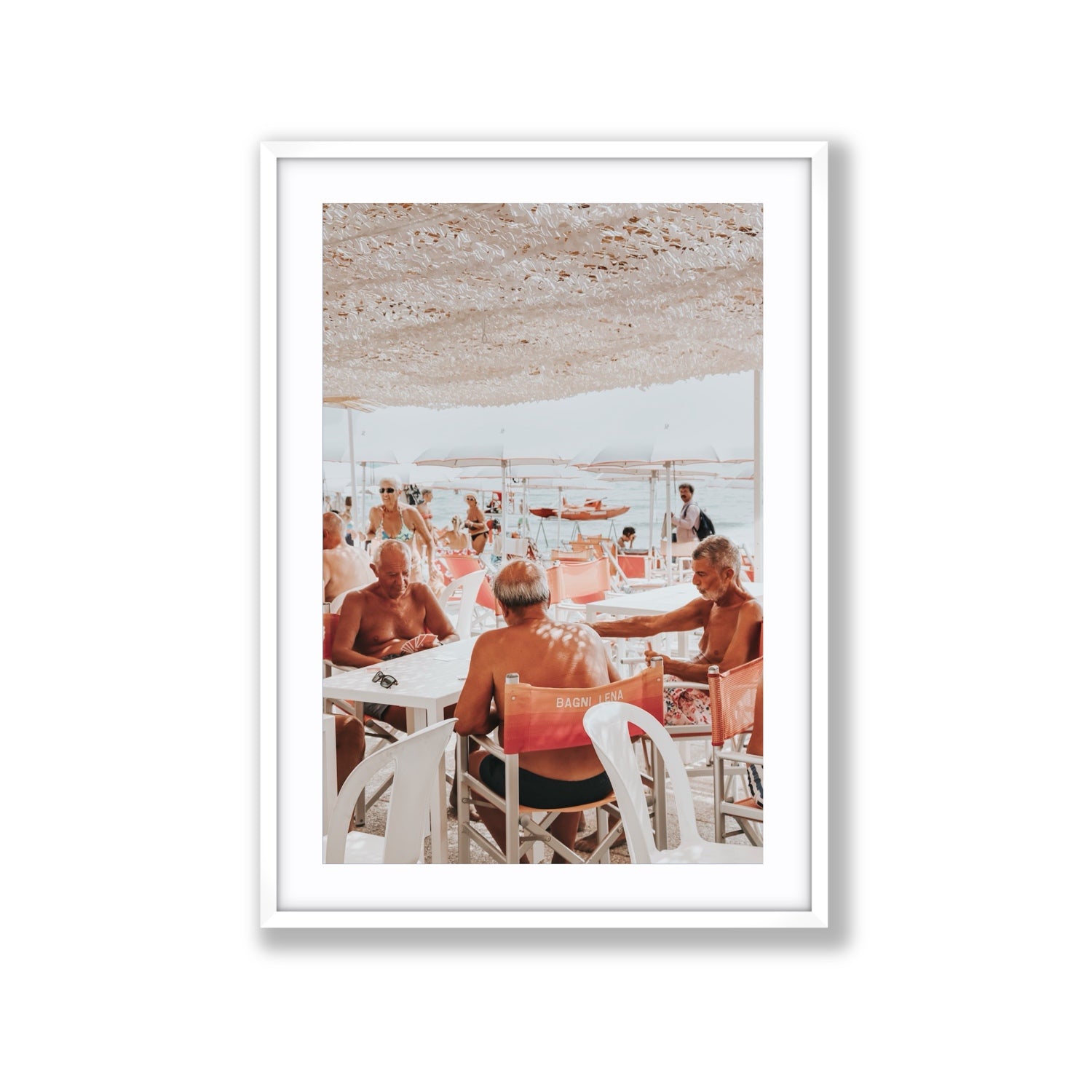 The Players fine art print, Alassio, Italy, Extra Large, White Frame · Matboard, Fine Art Print