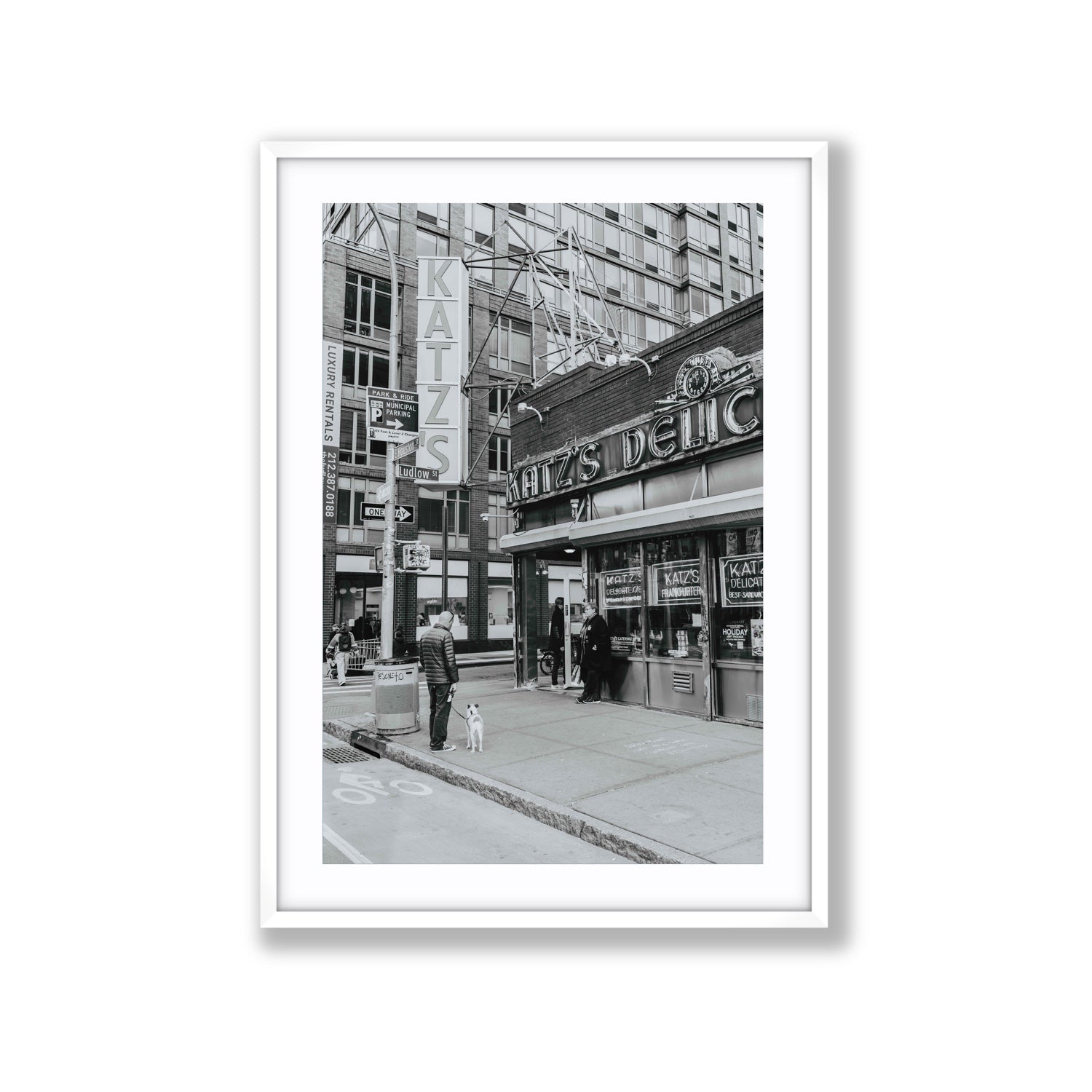 Graphite Gotham New York NYC Black & White wall art Extra Large fine art print in white frame with matboard