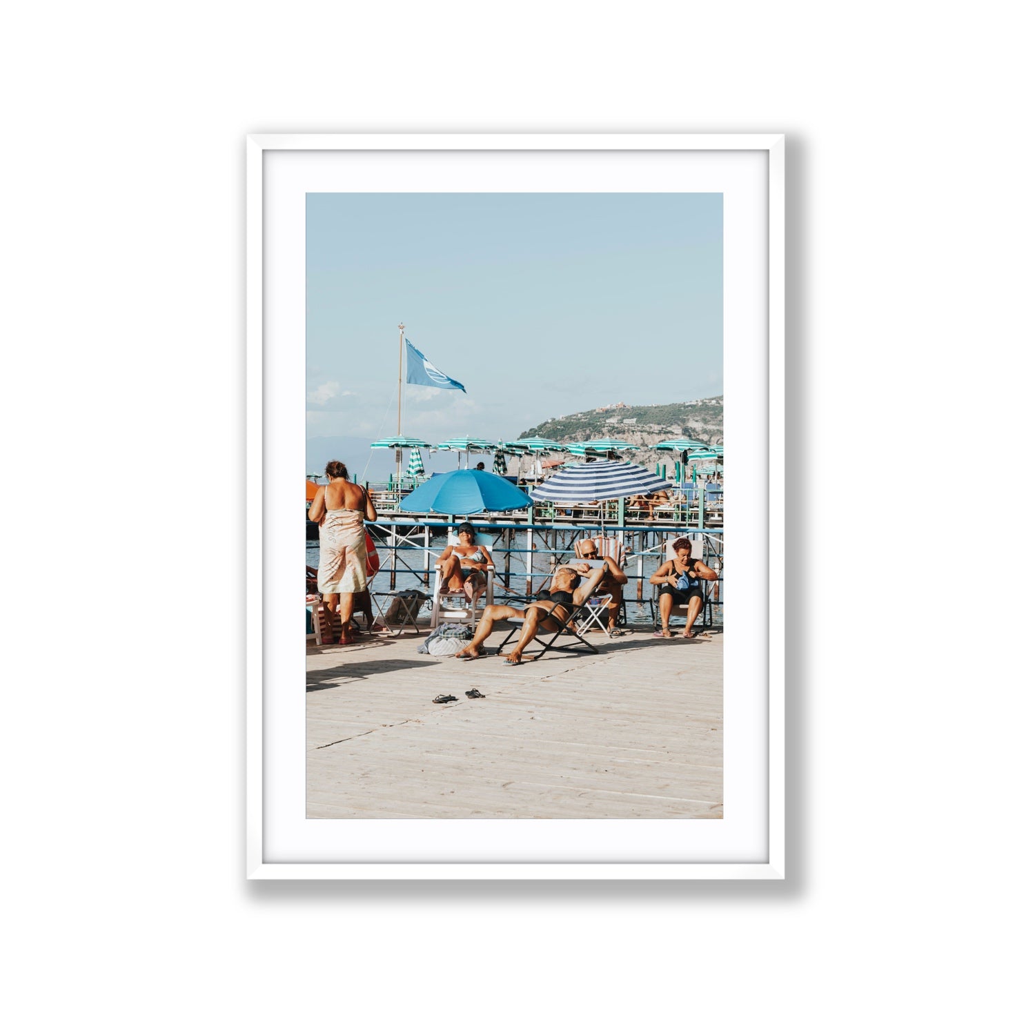 The Golden Years Sorrento Italian wall art Extra Large fine art print in white frame with matboard