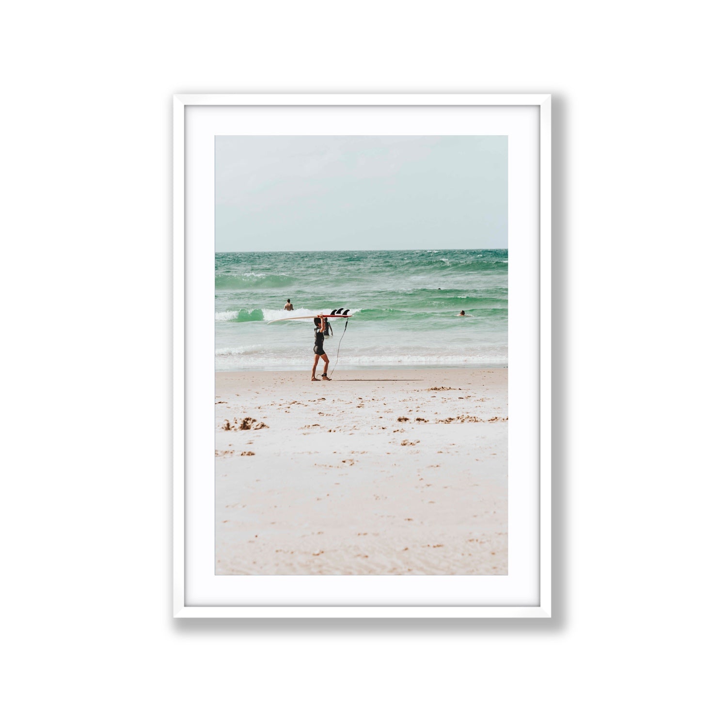 Grommet Byron Bay Surf coastal wall art Extra Large fine art print in white frame with matboard