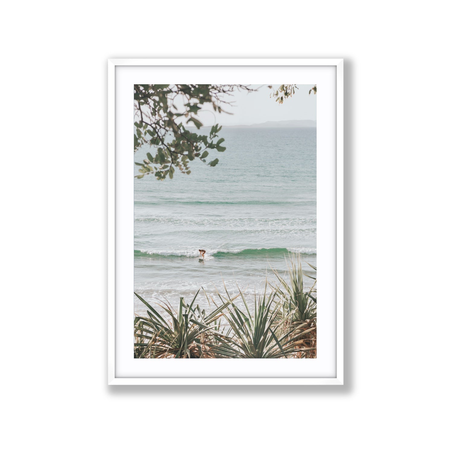 Dream Boat fine art print, Noosa, Australia, coastal scenes artwork, Extra Large, White Frame · Matboard, Fine Art Print