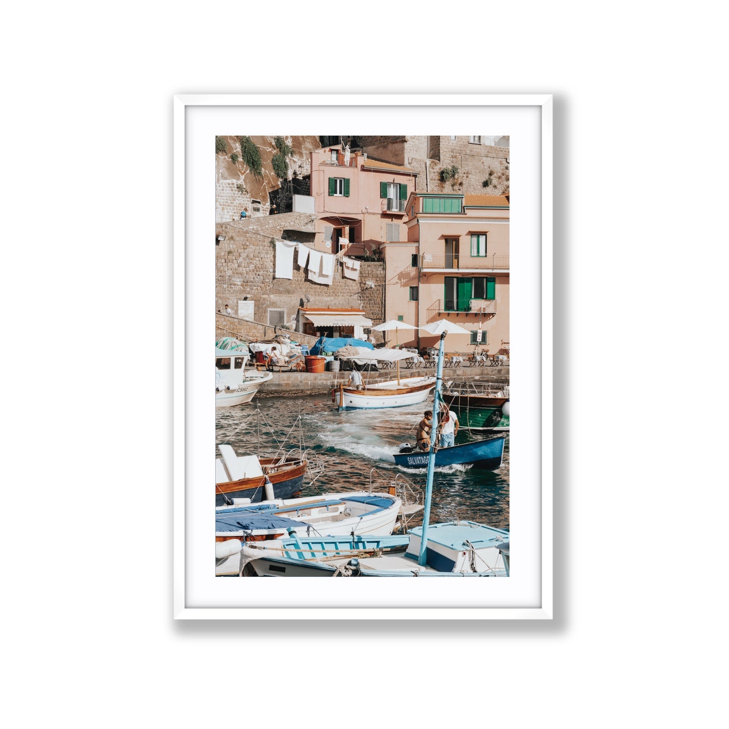 Coastal Carousel fine art print, Sorrento, Italy, Extra Large, White Frame · Matboard, Fine Art Print