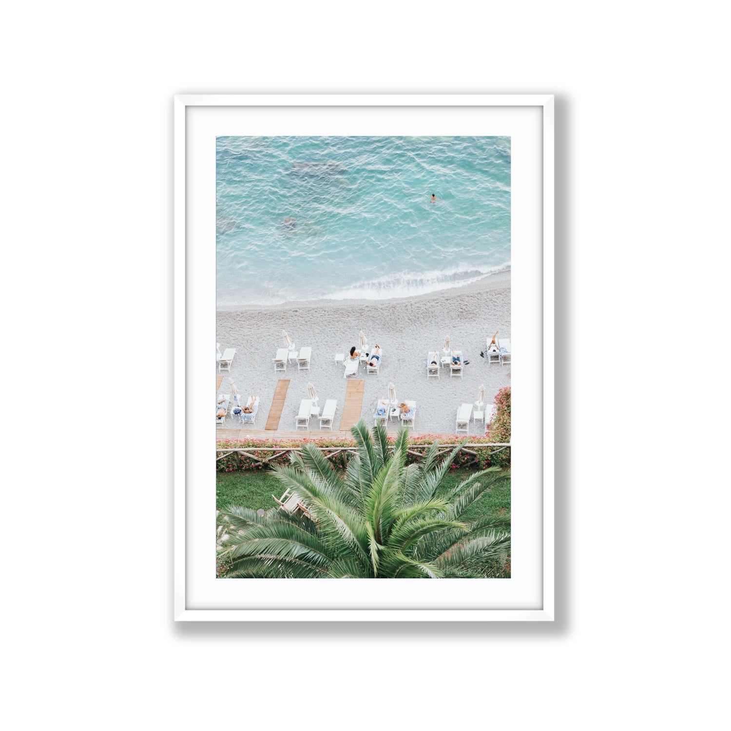 Paradiso Amalfi Mediterranean wall art Extra Large fine art print in white frame with matboard