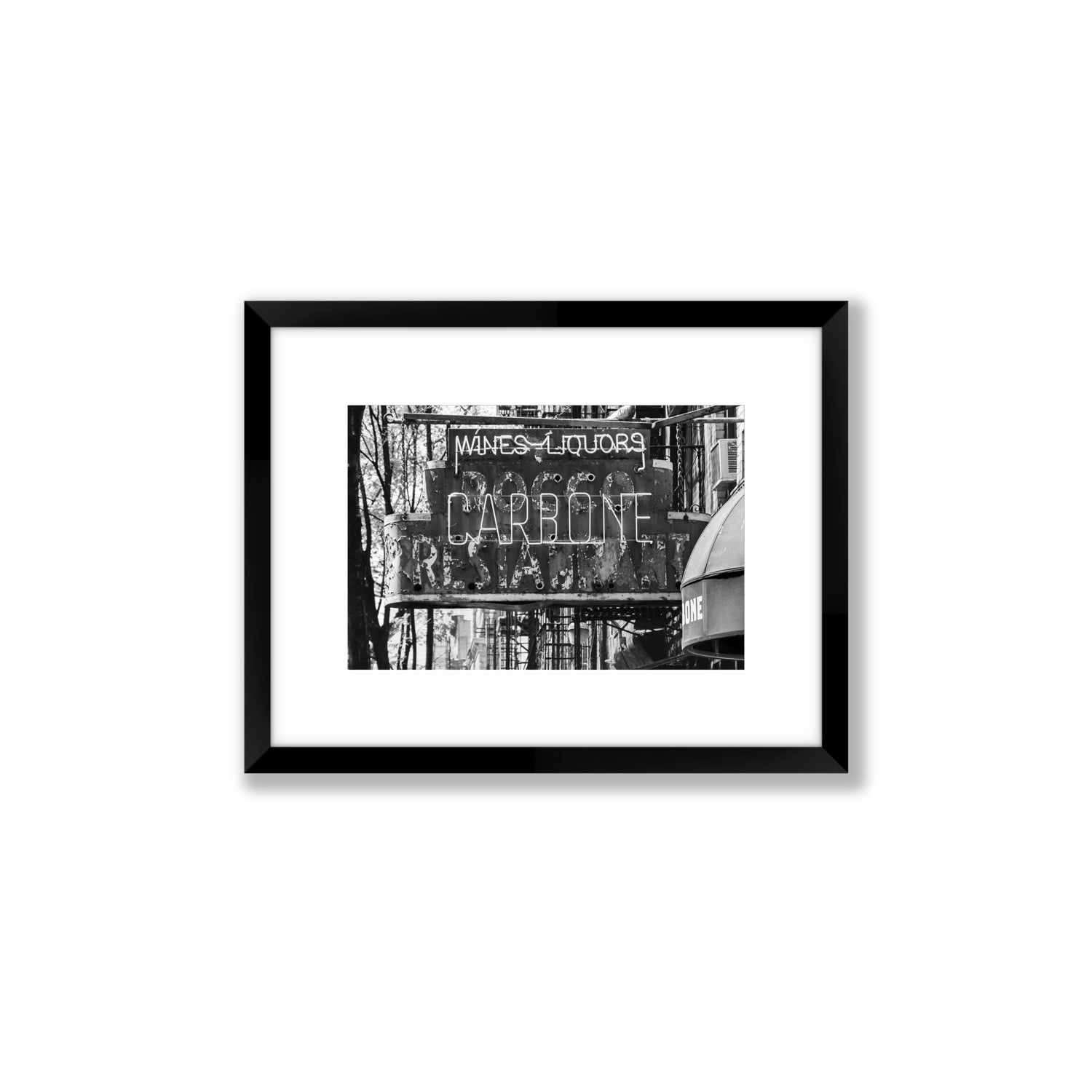 Thompson Street New York NYC Black & White wall art Small fine art print in black frame with matboard