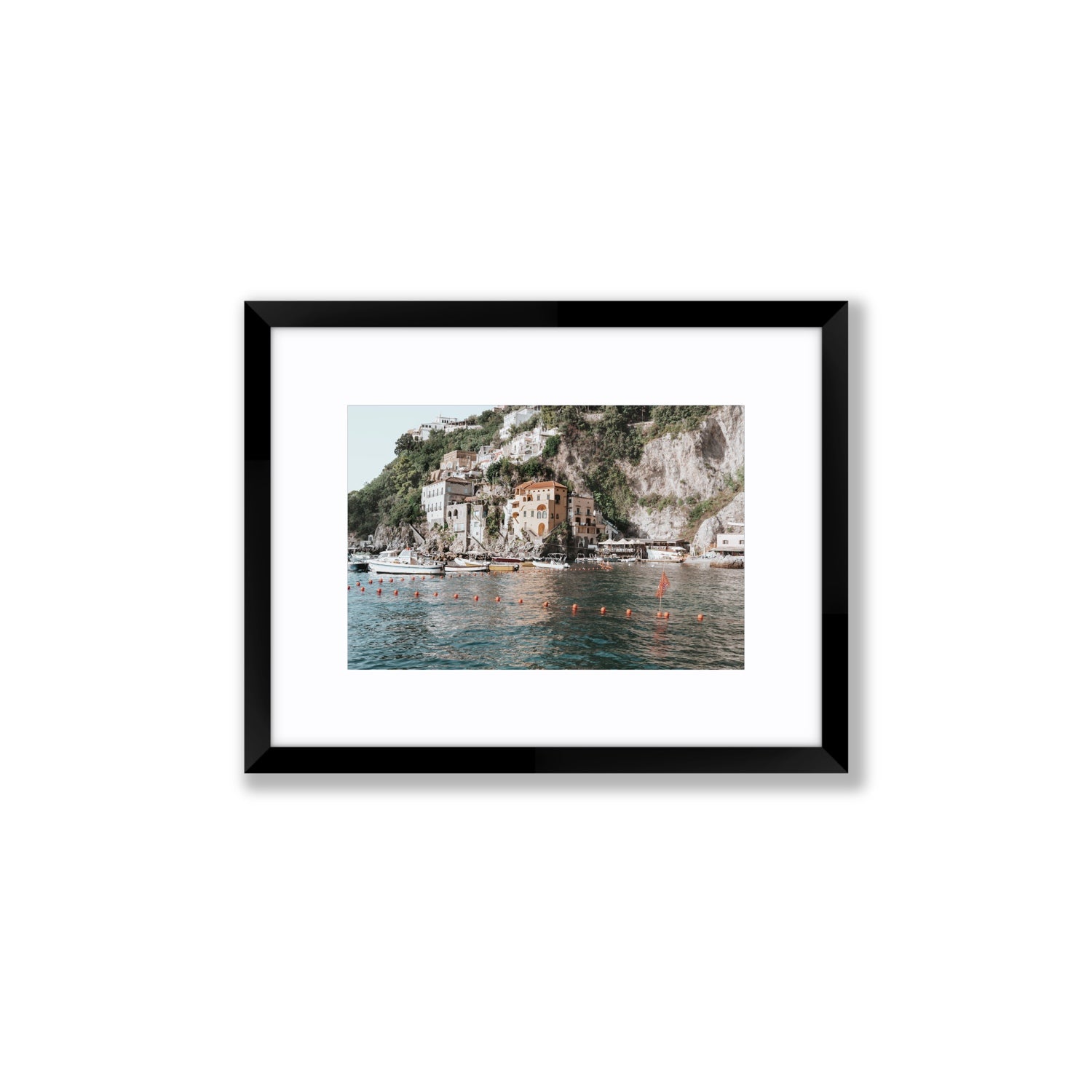 Amalfi Villas fine art print, Amalfi, Italy, coastal scenes artwork, Small, Black Frame · Matboard, Fine Art Print