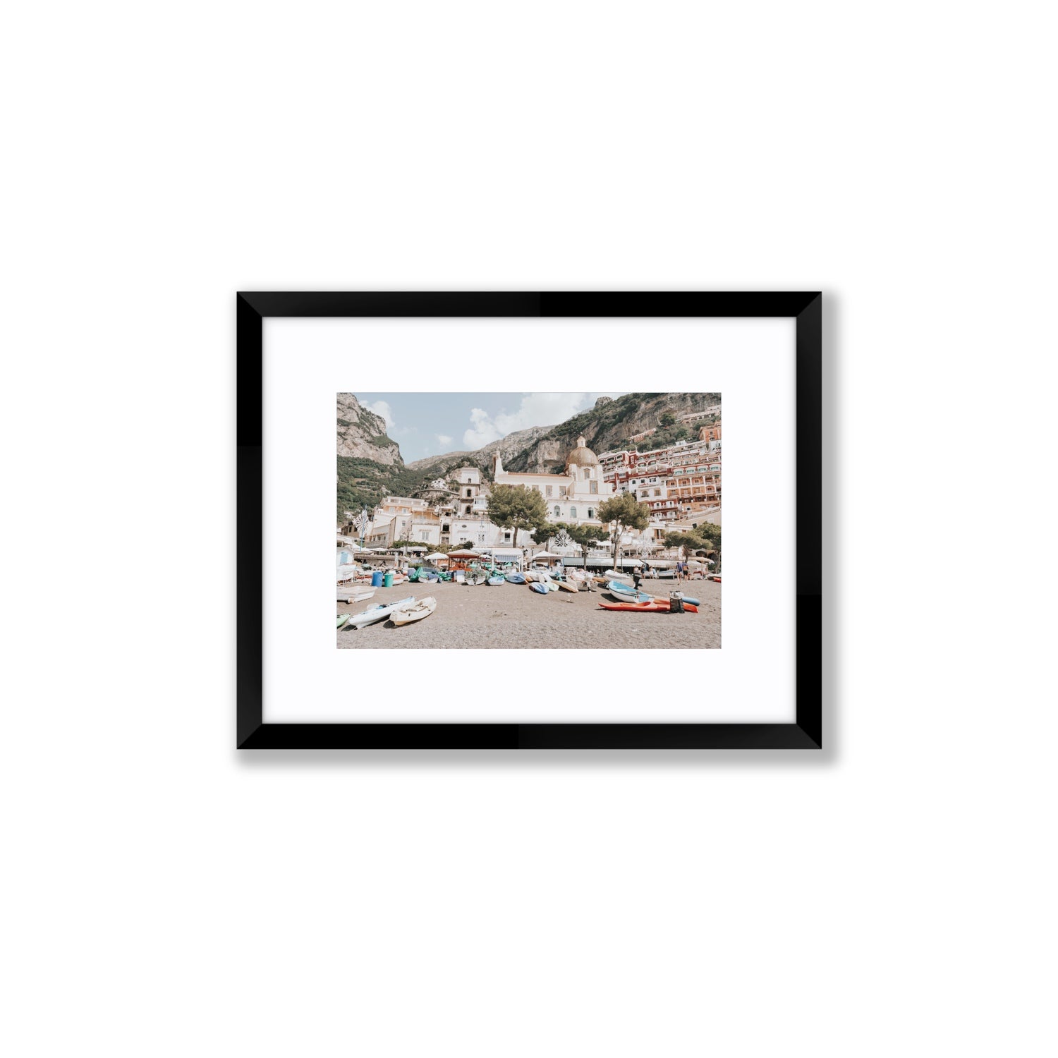 Pastel Paradise fine art print, Positano, Italy, Small, Black Frame · Matboard, Fine Art Print