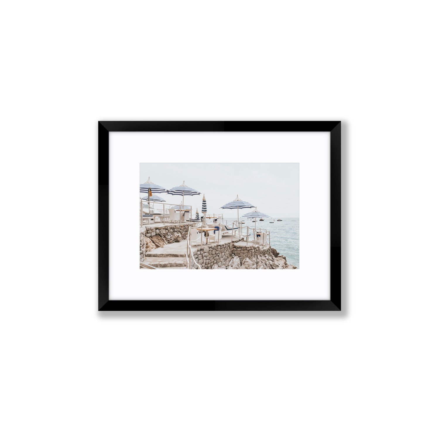 Ombrelloni fine art print, Positano, Italy, Small, Black Frame · Matboard, Fine Art Print