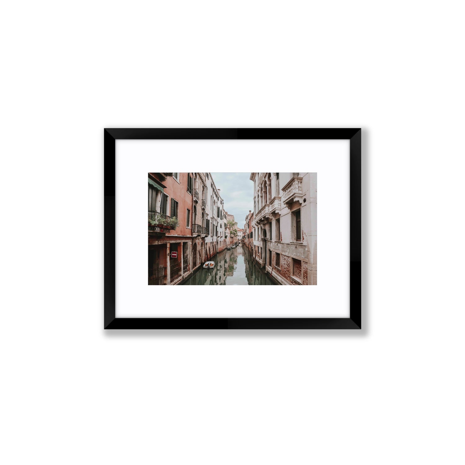 The Floating City Venice Canal Italian decor wall art Small fine art print in black frame with matboard