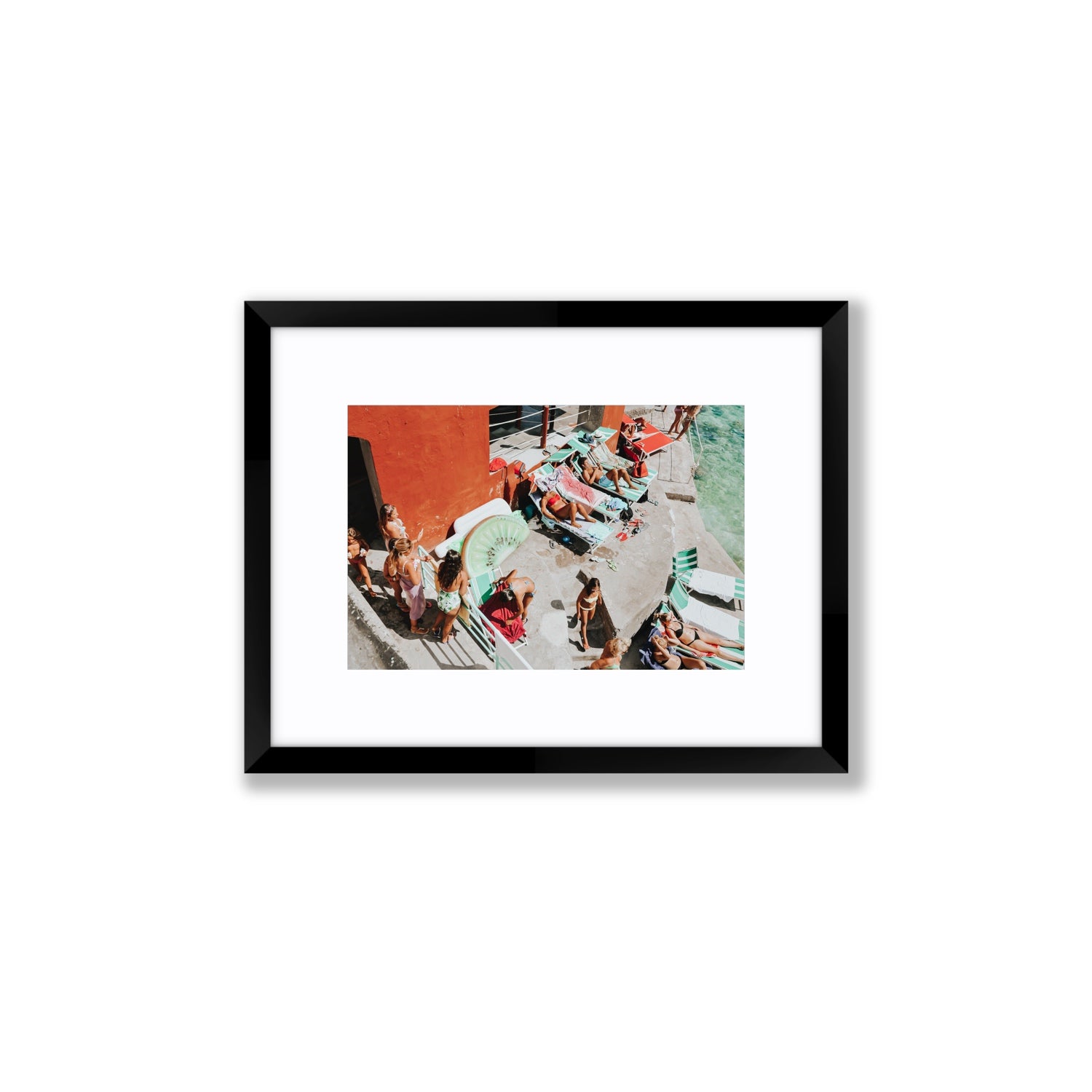 Italianita Capri beach Mediterranean wall art Small fine art print in black frame with matboard