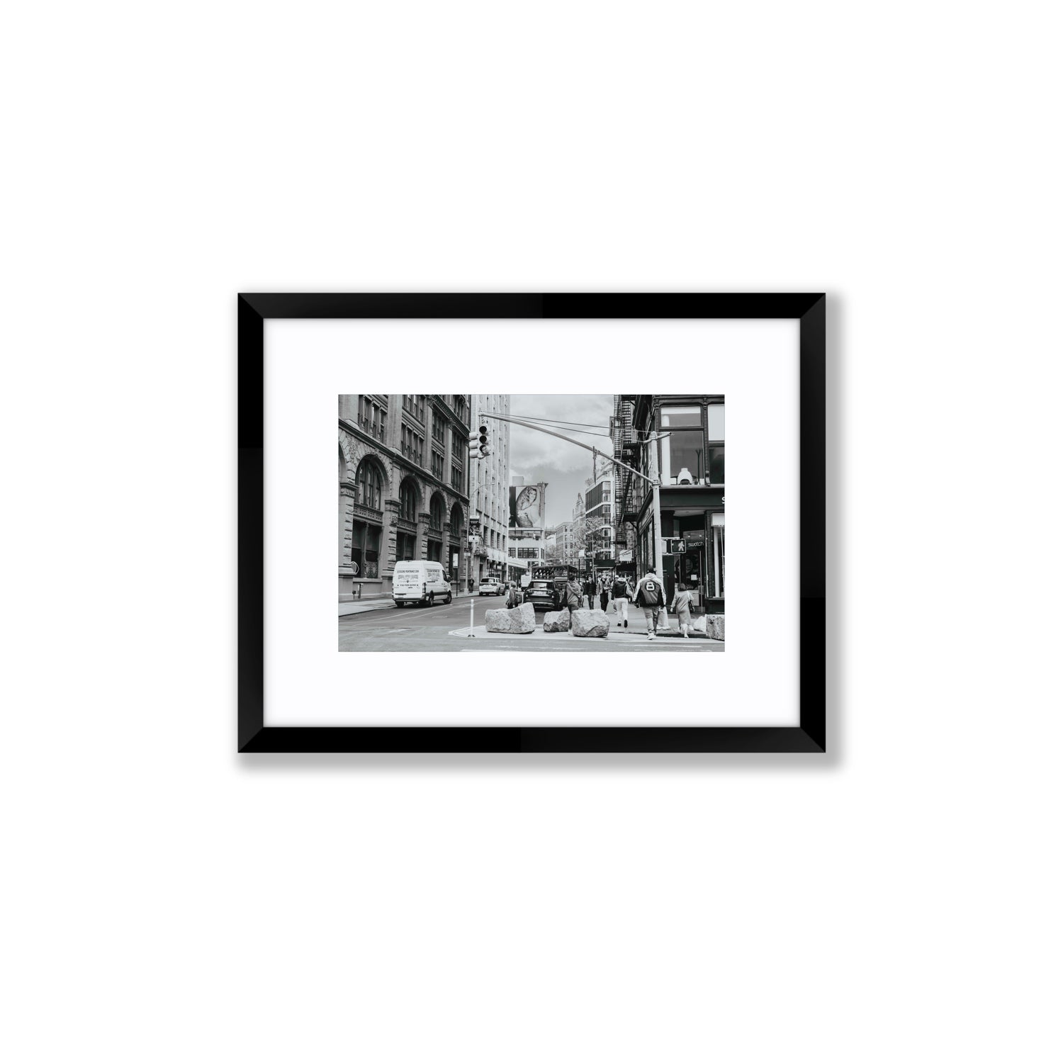 Inkwell Metropolis New York NYC Black & White wall art Small fine art print in black frame with matboard