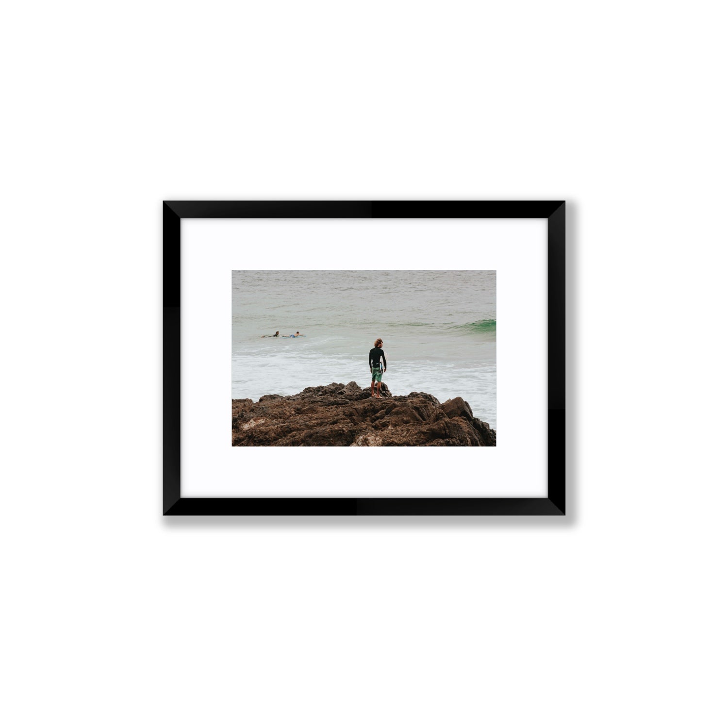 Let The Sea Set You Free Byron Bay Surf wall art Small fine art print in black frame with matboard
