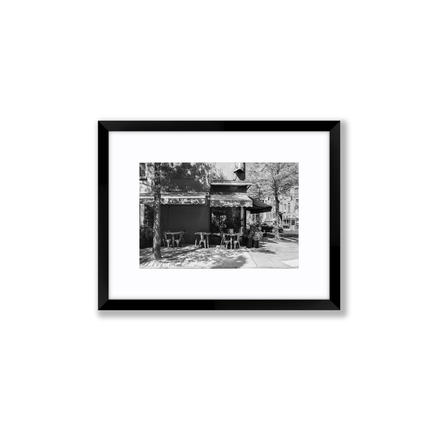 Arthur's Corner New York NYC Restaurant wall art Small fine art print in black frame with matboard