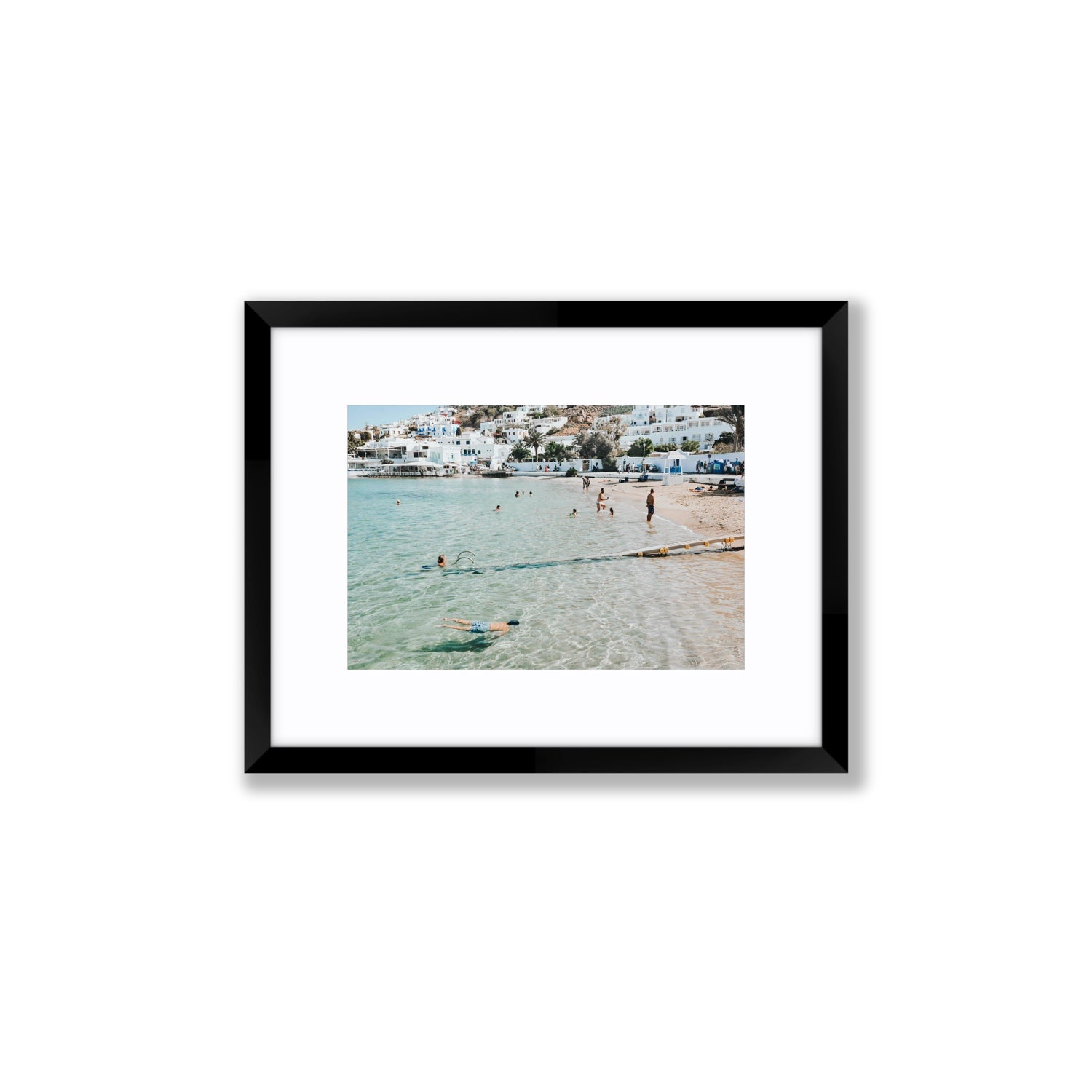 Bathe Yourself In Beauty Mykonos Greek island wall art Small fine art print in black frame with matboard