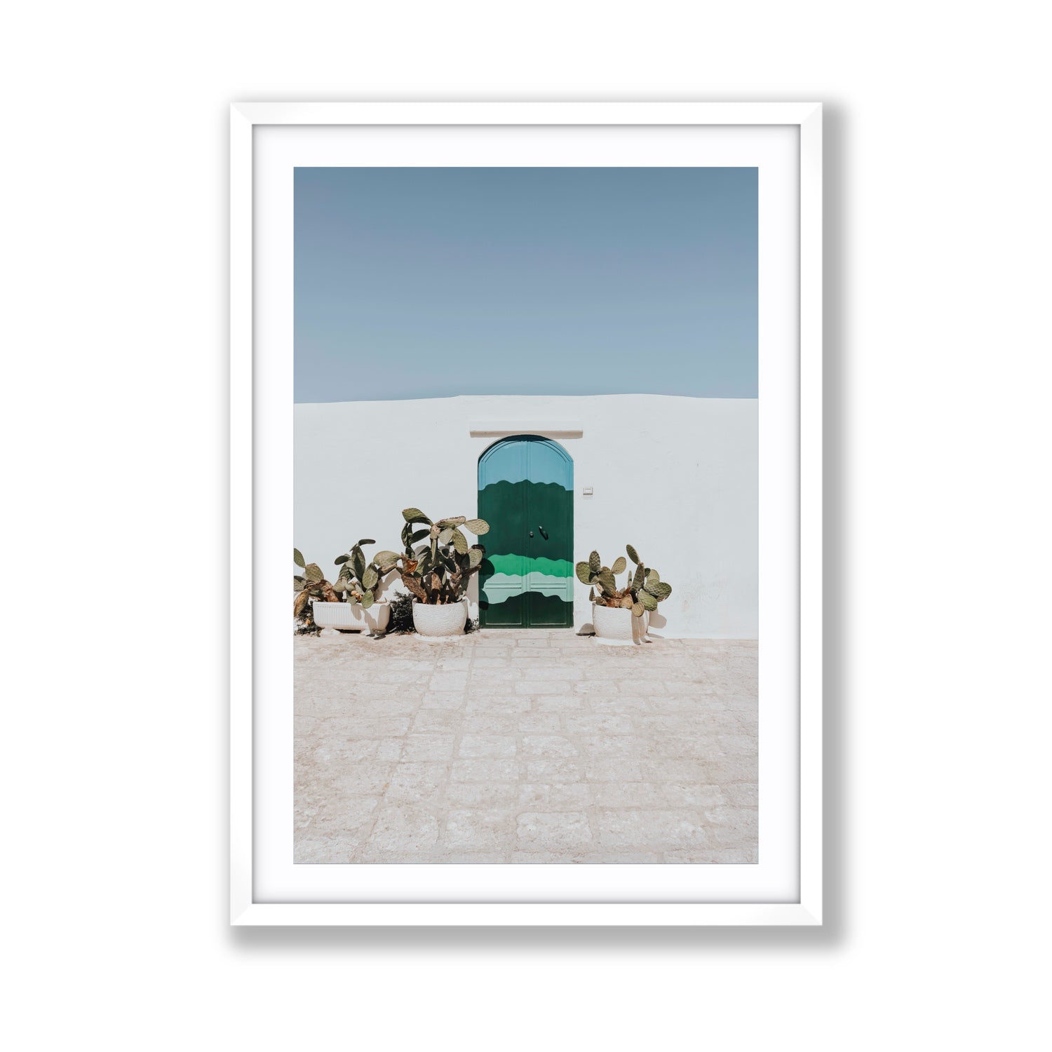 Imaginary Exit Puglia Mediterranean wall art Giant fine art print in white frame with matboard
