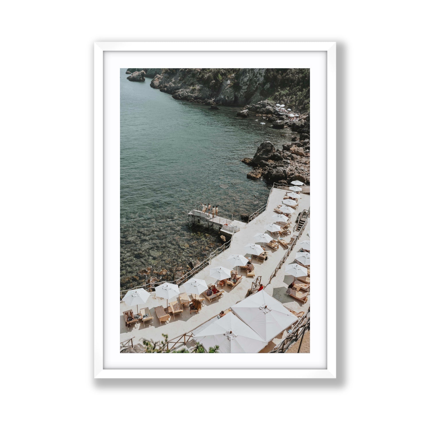 Pier Perspectives Tuscany coastal Italian wall art Giant fine art print in white frame with matboard