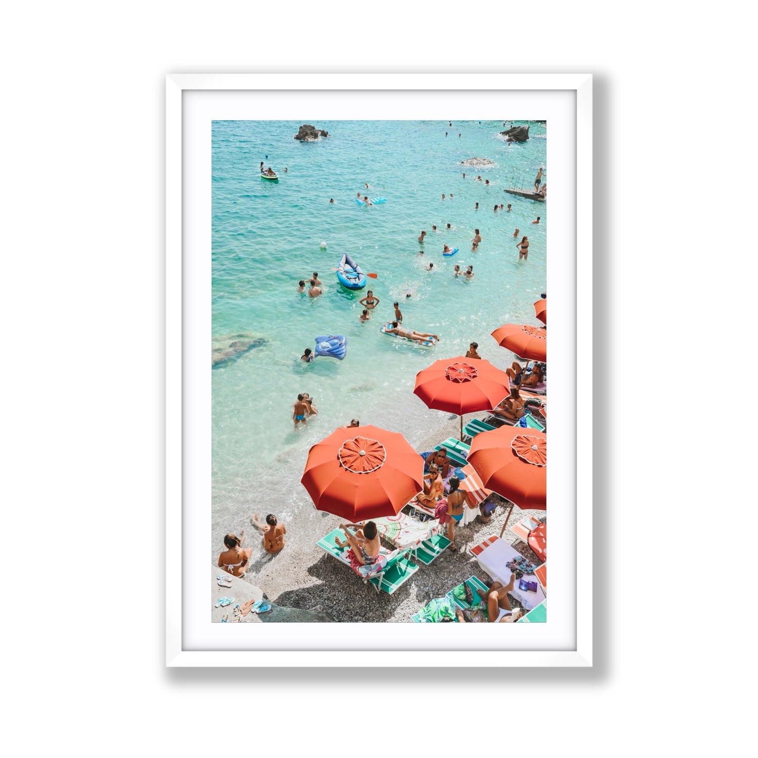 Easy Street Capri Italian beach wall art Giant fine art print in white frame with matboard
