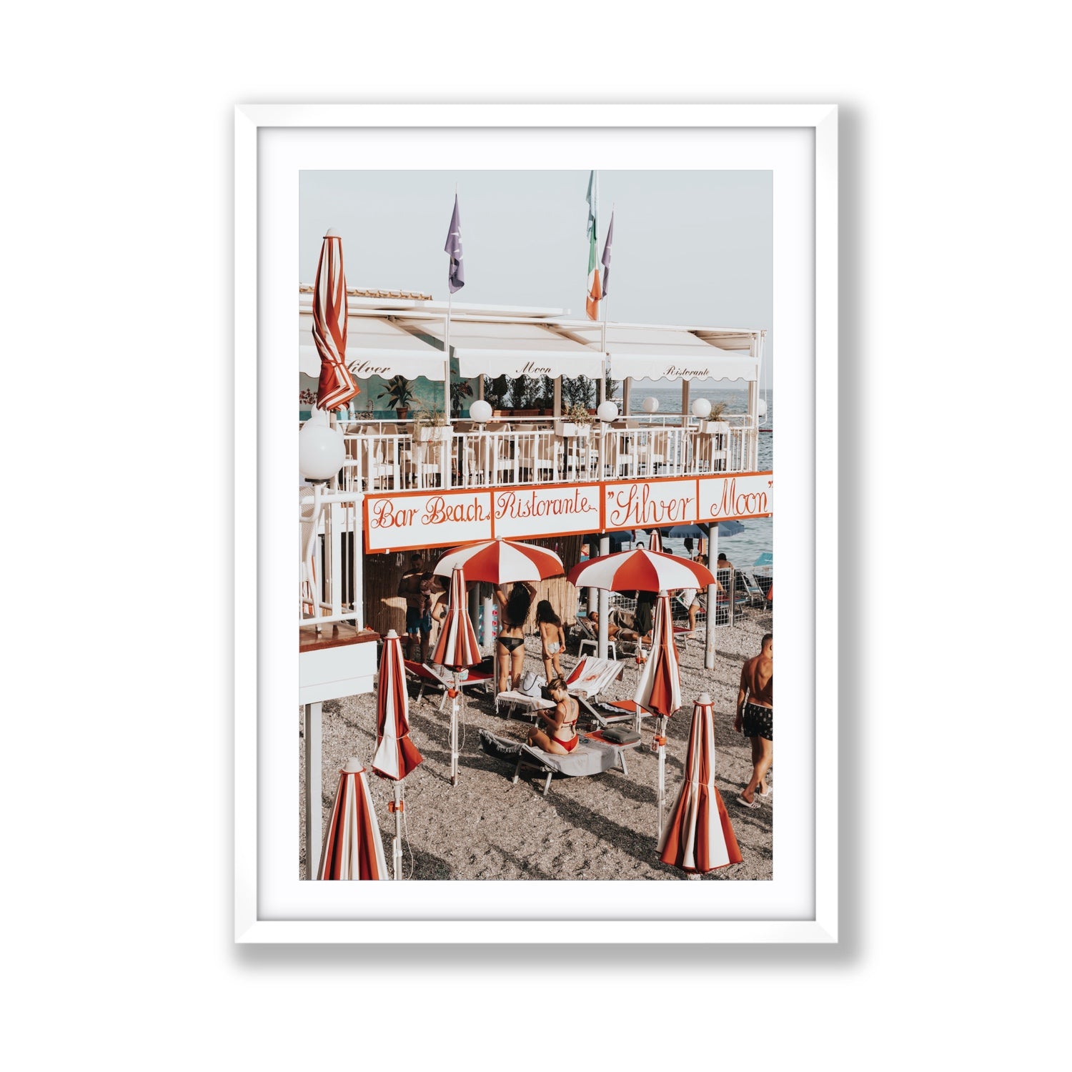 Vintage Amalfi Amalfi Mediterranean wall art Giant fine art print in white frame with matboard