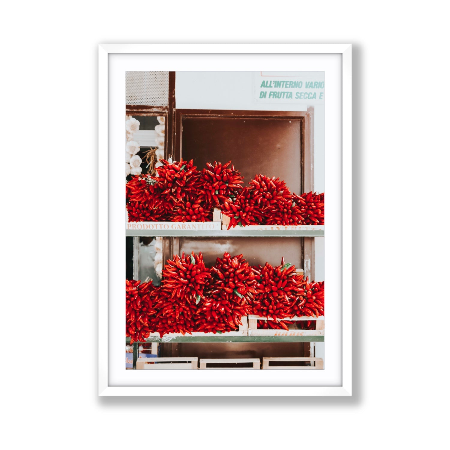 Hot Harvest Puglia Italian wall art Giant fine art print in white frame with matboard