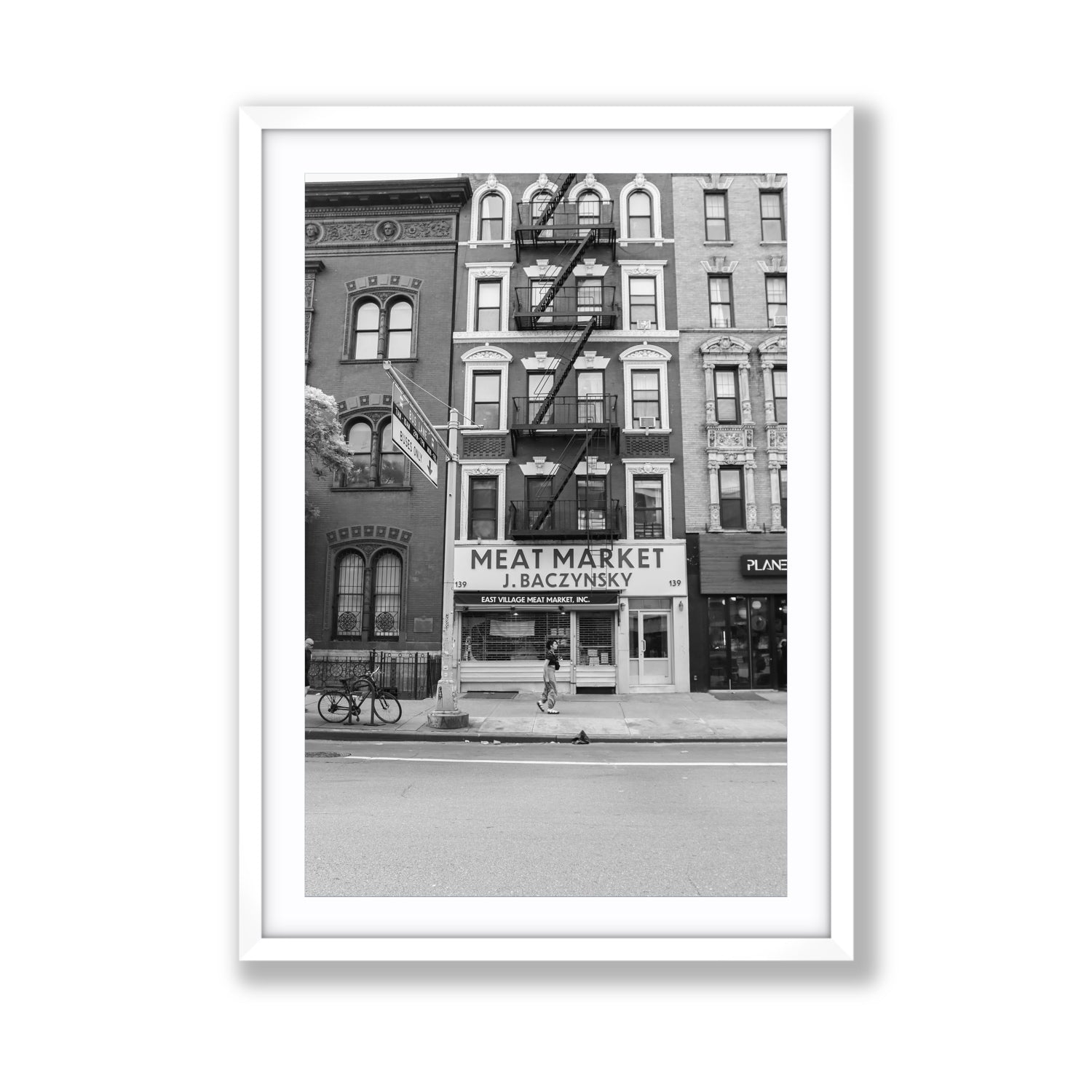 Vertical Village New York NYC Black & White wall art Giant fine art print in white frame with matboard