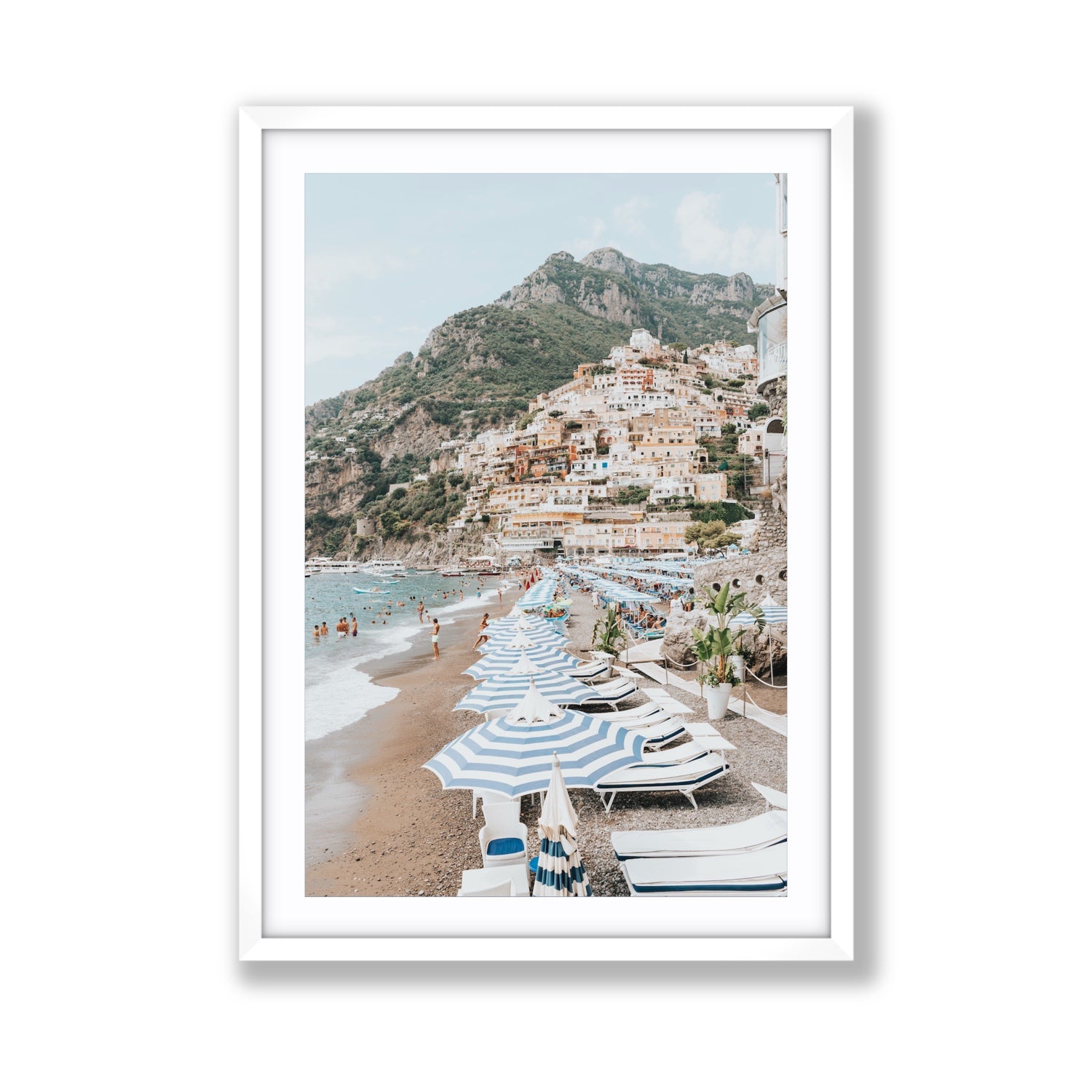 The Cliffside Village fine art print, Positano, Italy, Giant, White Frame · Matboard, Fine Art Print