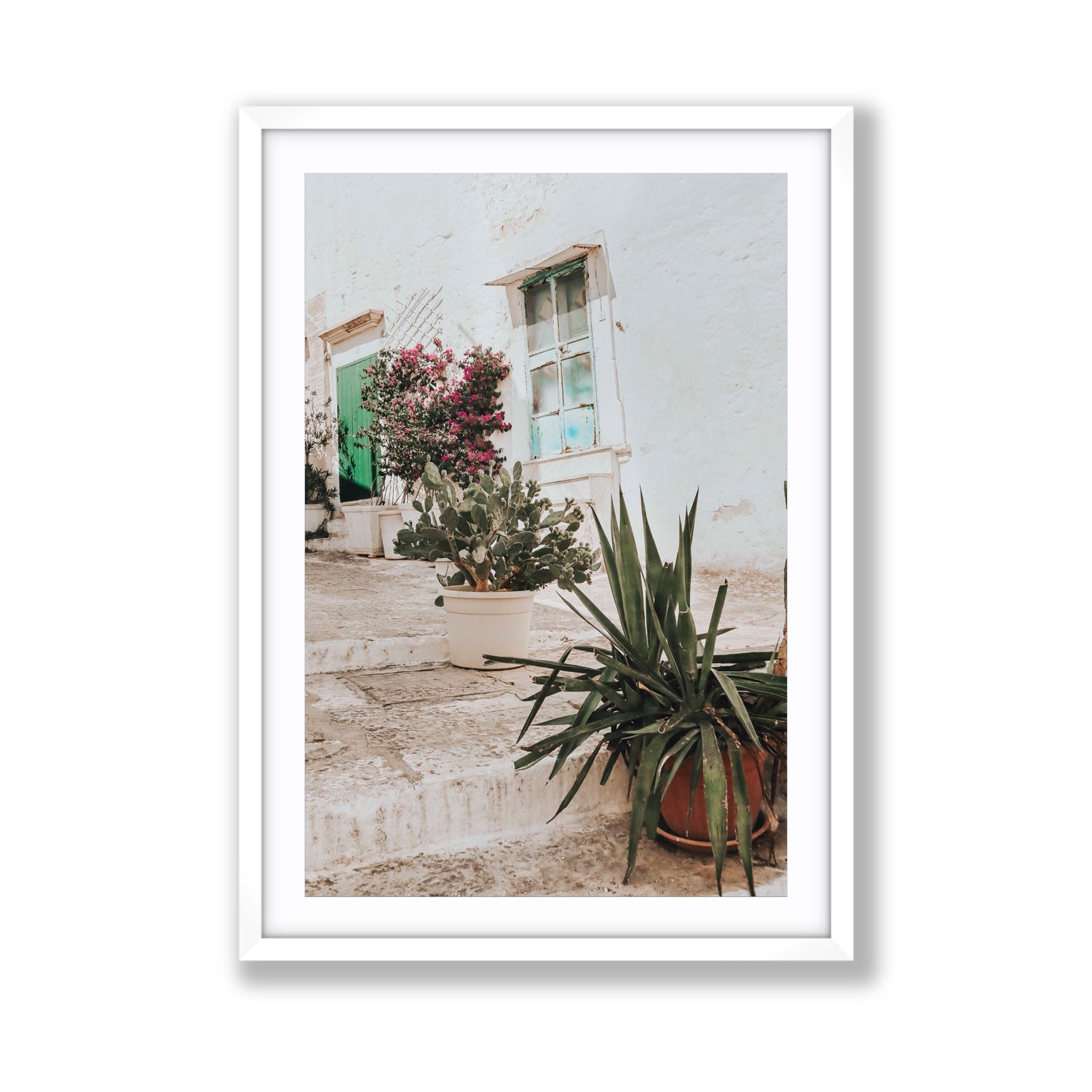 Giardino Segreto Puglia Ostuni wall art Giant fine art print in white frame with matboard