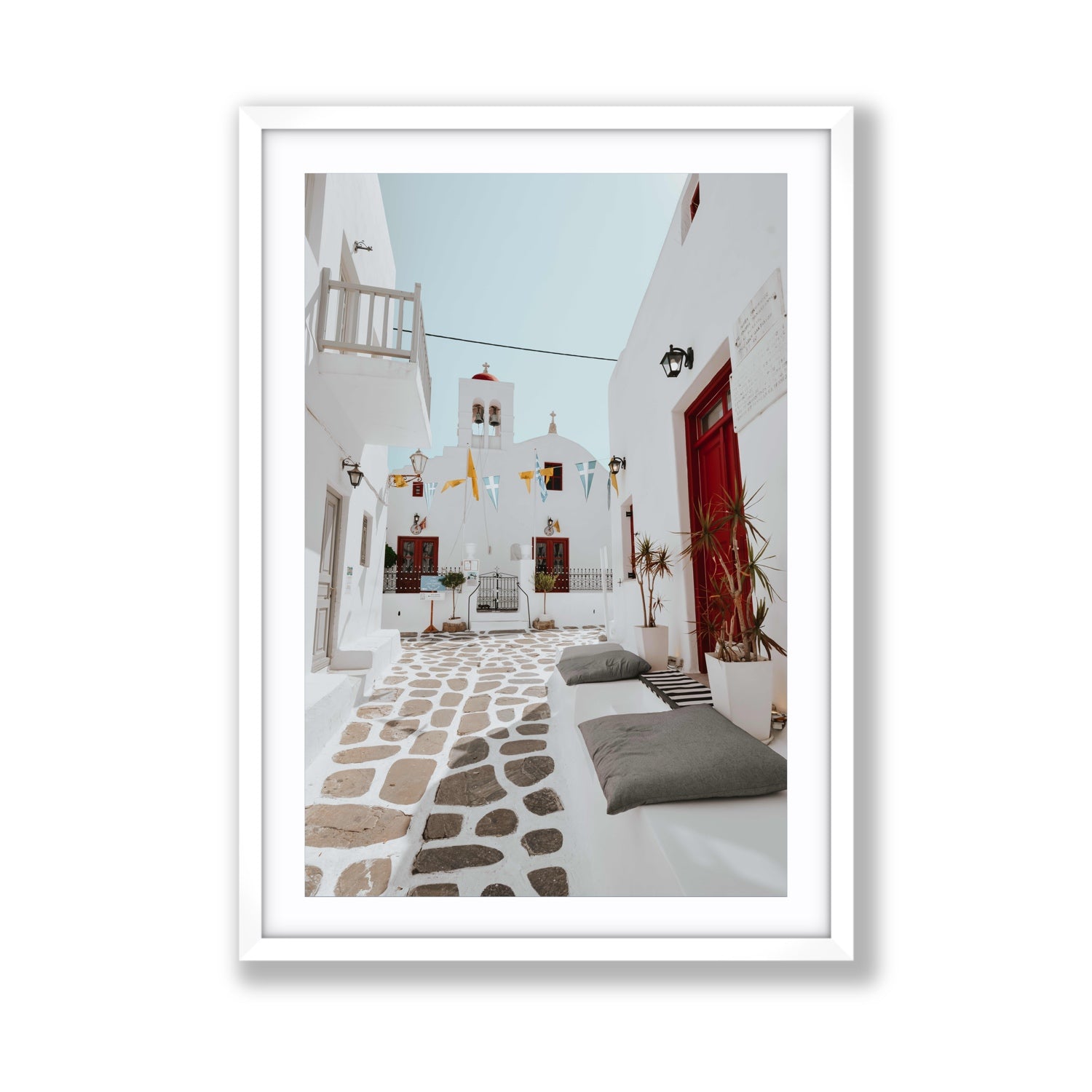 Cycladic Charm fine art print, Mykonos, Greece, Giant, White Frame · Matboard, Fine Art Print