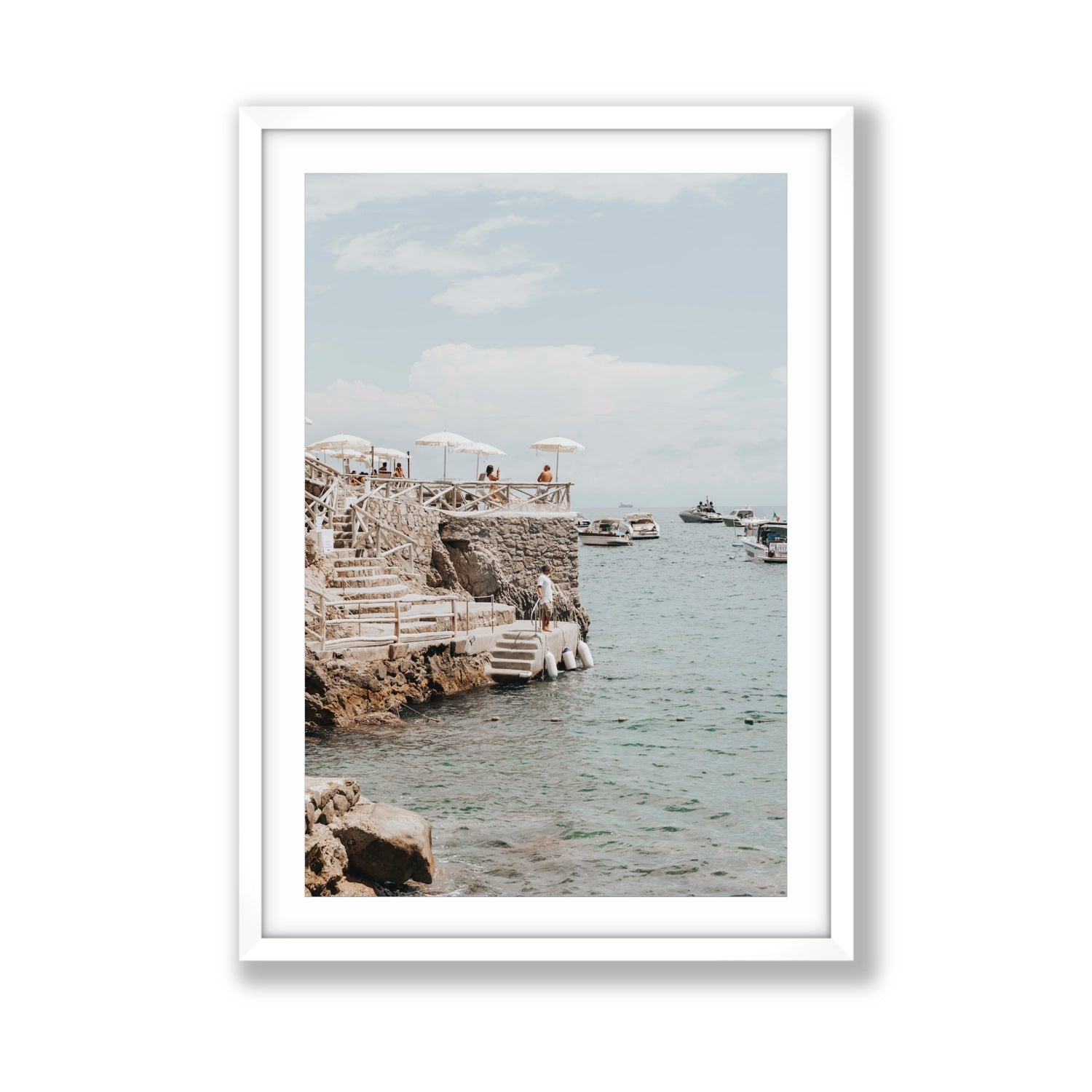 Pier Patrol fine art print, Nerano, Italy, Giant, White Frame · Matboard, Fine Art Print