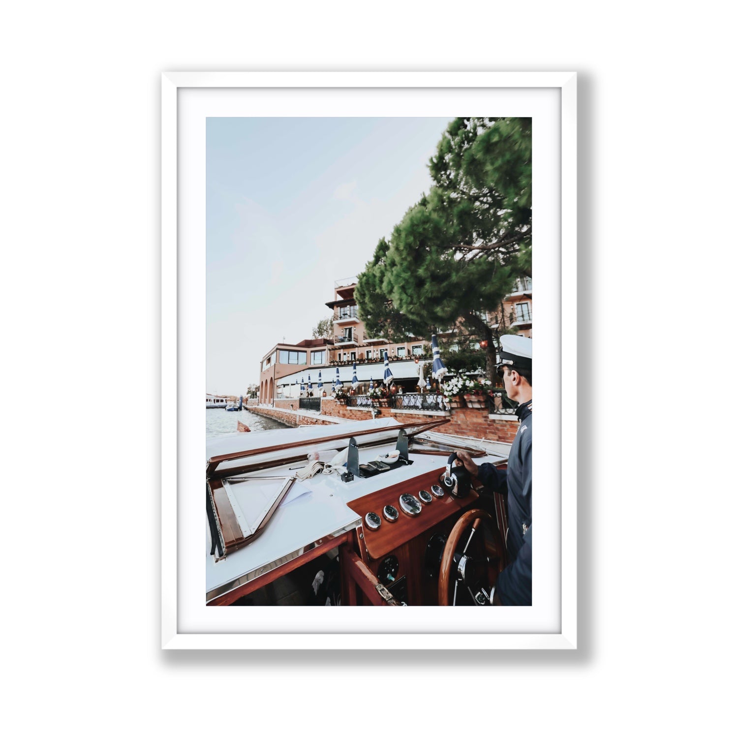 The Driver Venice Canal Italian wall art Giant fine art print in white frame with matboard