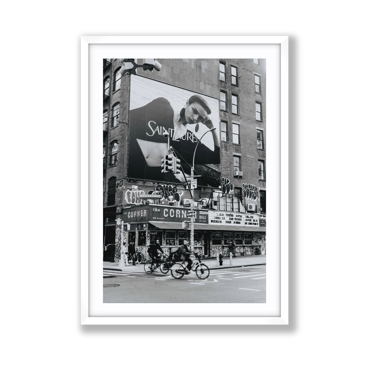 Runway To Rooftops New York NYC Black & White wall art Giant fine art print in white frame with matboard