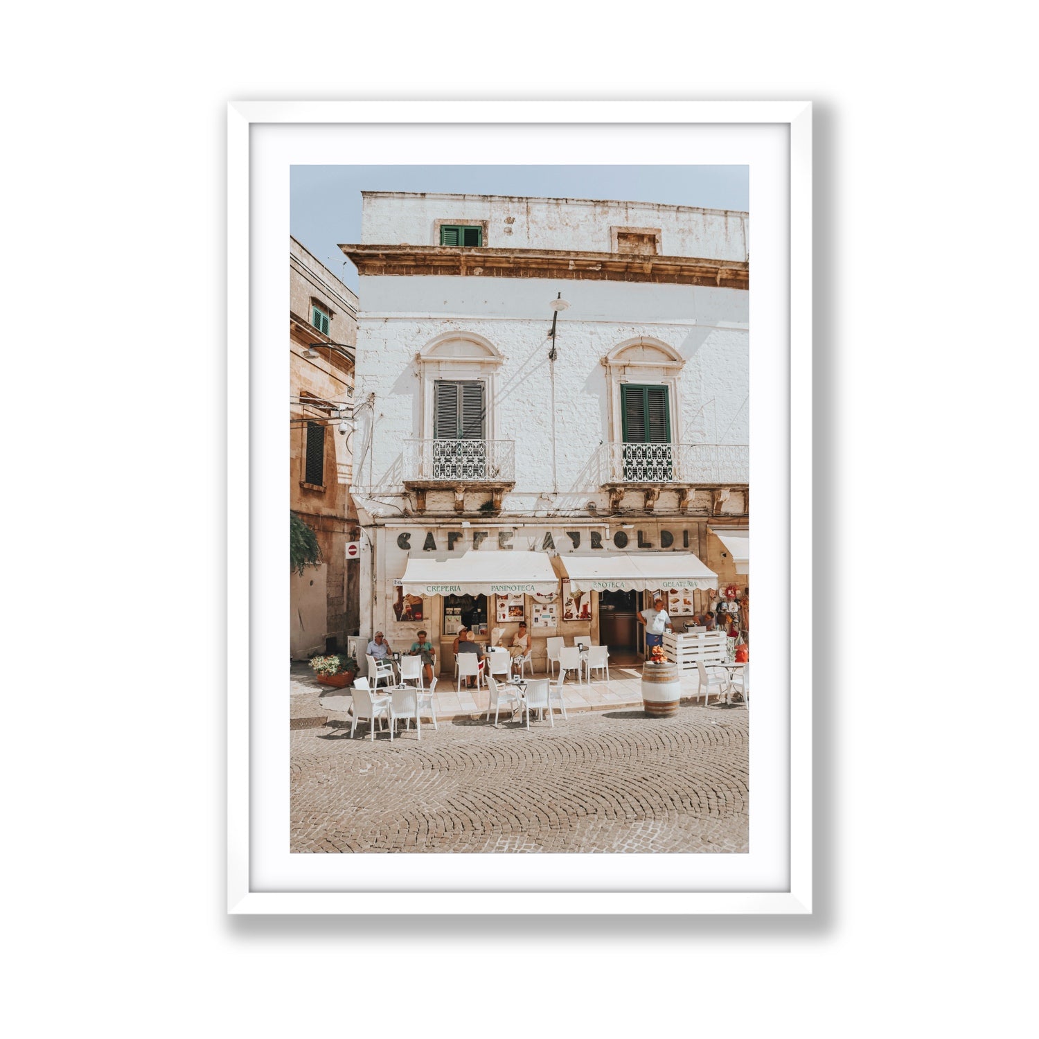 L'Ora di Pranzo Puglia L’Ora di Pranzo Italian art print Giant fine art print in white frame with matboard