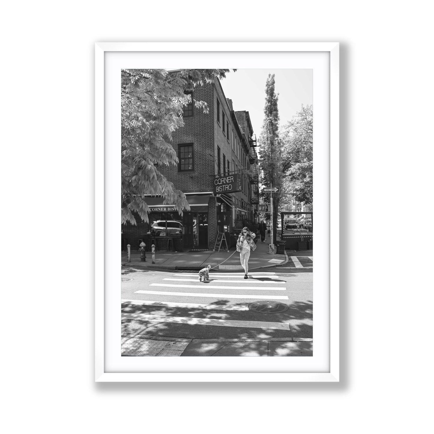 Sunlit Stroll New York NYC Black & White wall art Giant fine art print in white frame with matboard