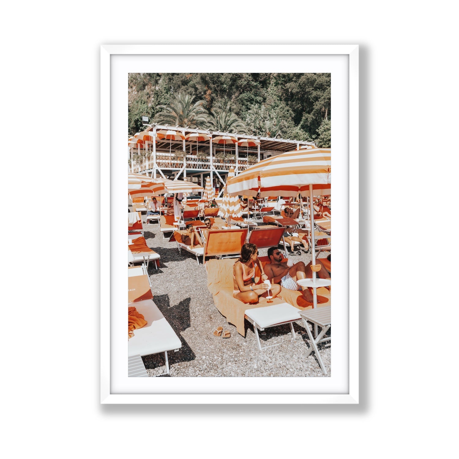 Lounging In Lido fine art print, Positano, Italy, Giant, White Frame · Matboard, Fine Art Print
