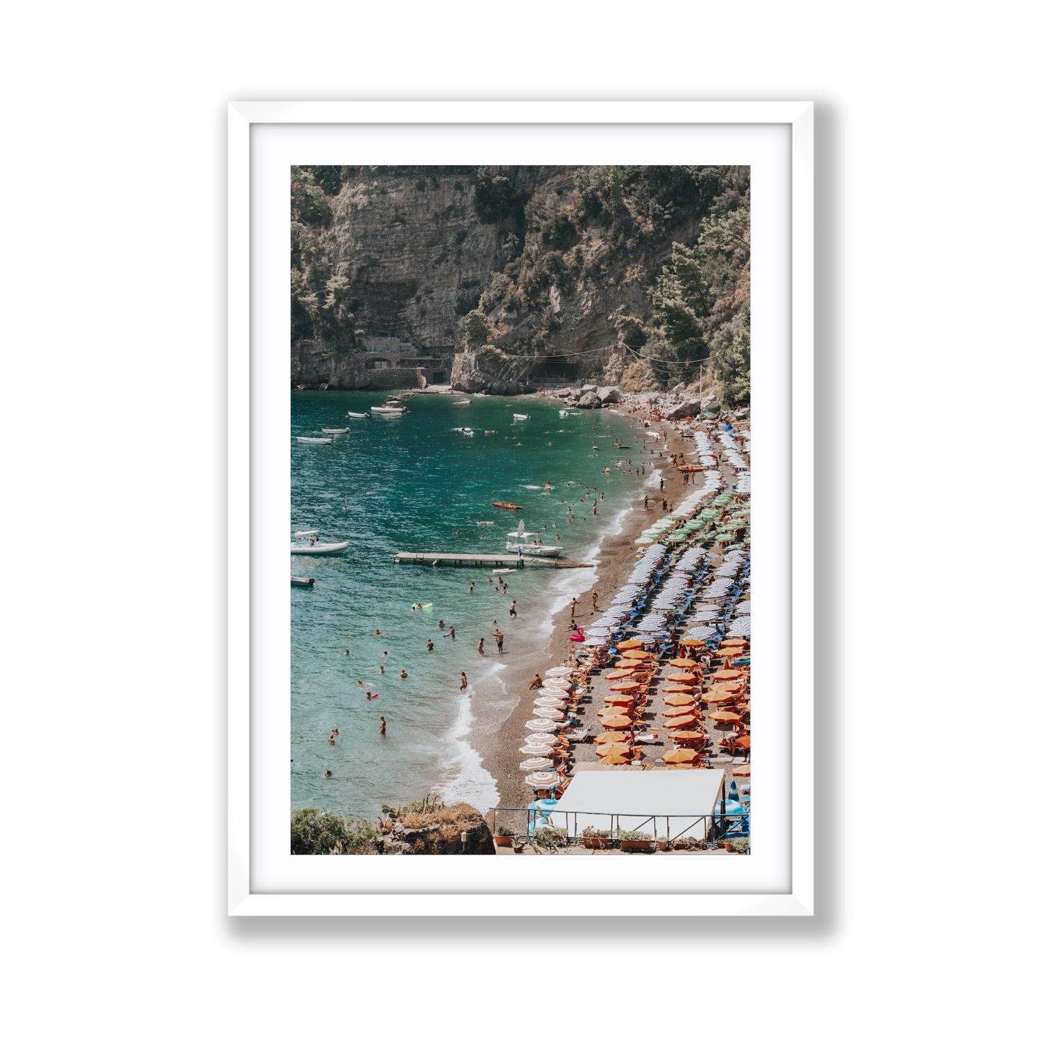 Parasol Panorama fine art print, Positano, Italy, Giant, White Frame · Matboard, Fine Art Print